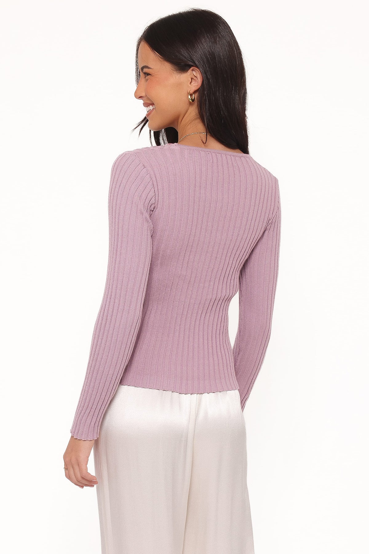 Demi Twist Detail Knit Top in Lavender – view 4 of 6