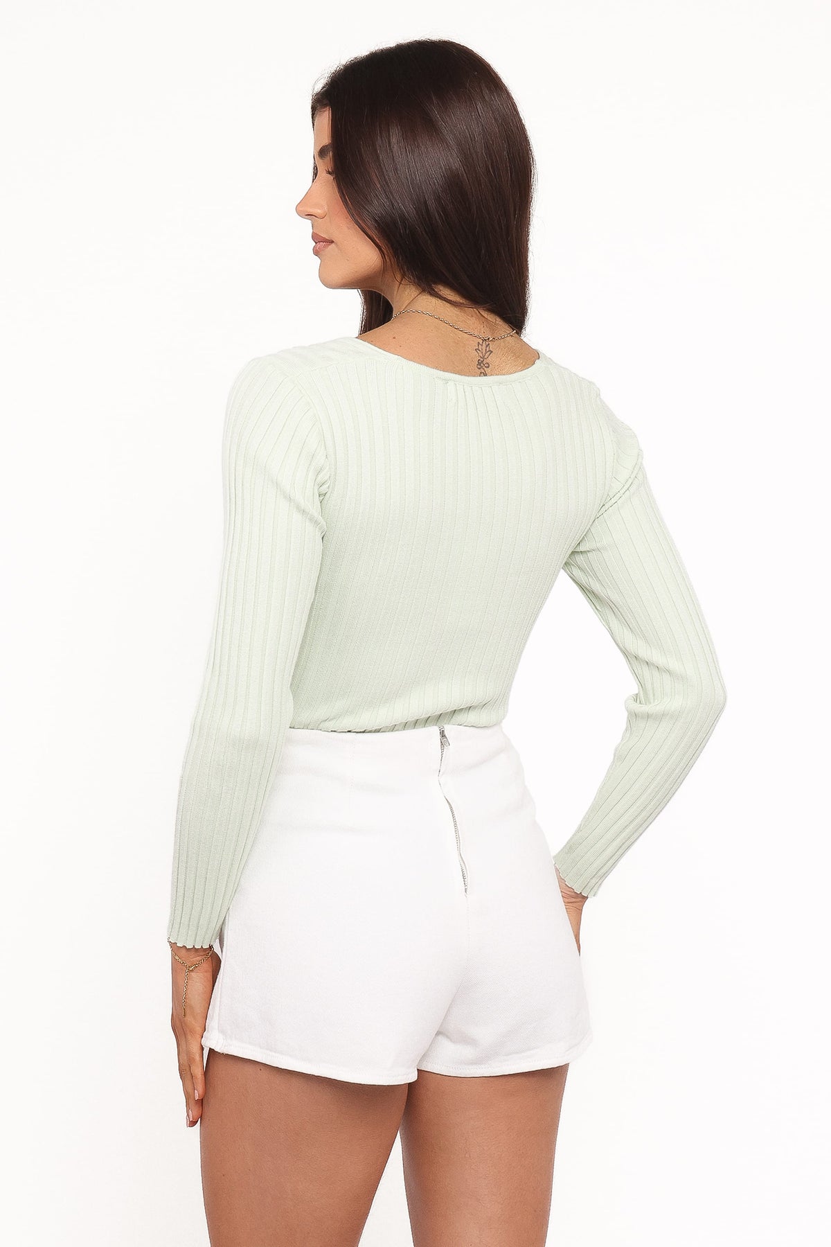 Demi Twist Detail Knit Top in Sage – view 4 of 6