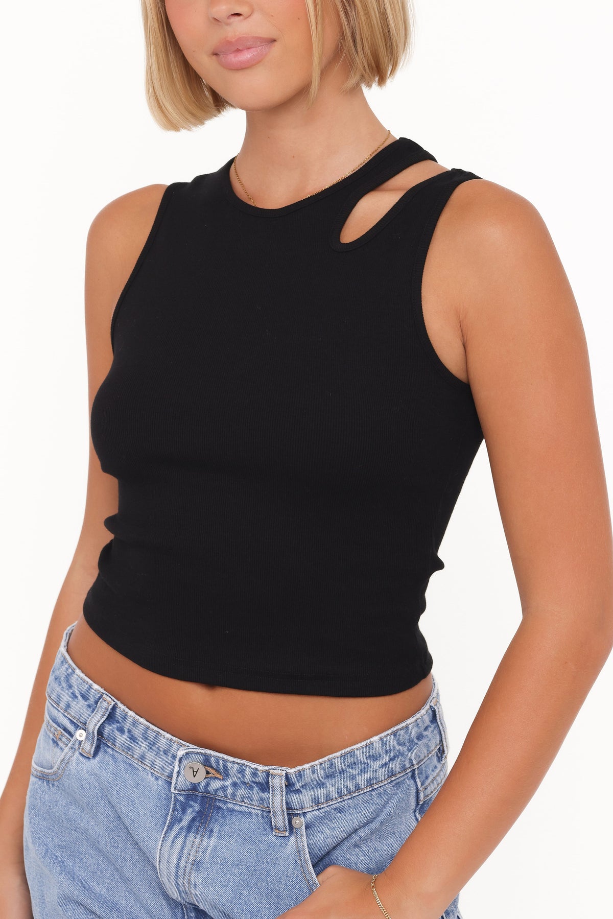 Elira Cut Out Tank in Black – view 2 of 6