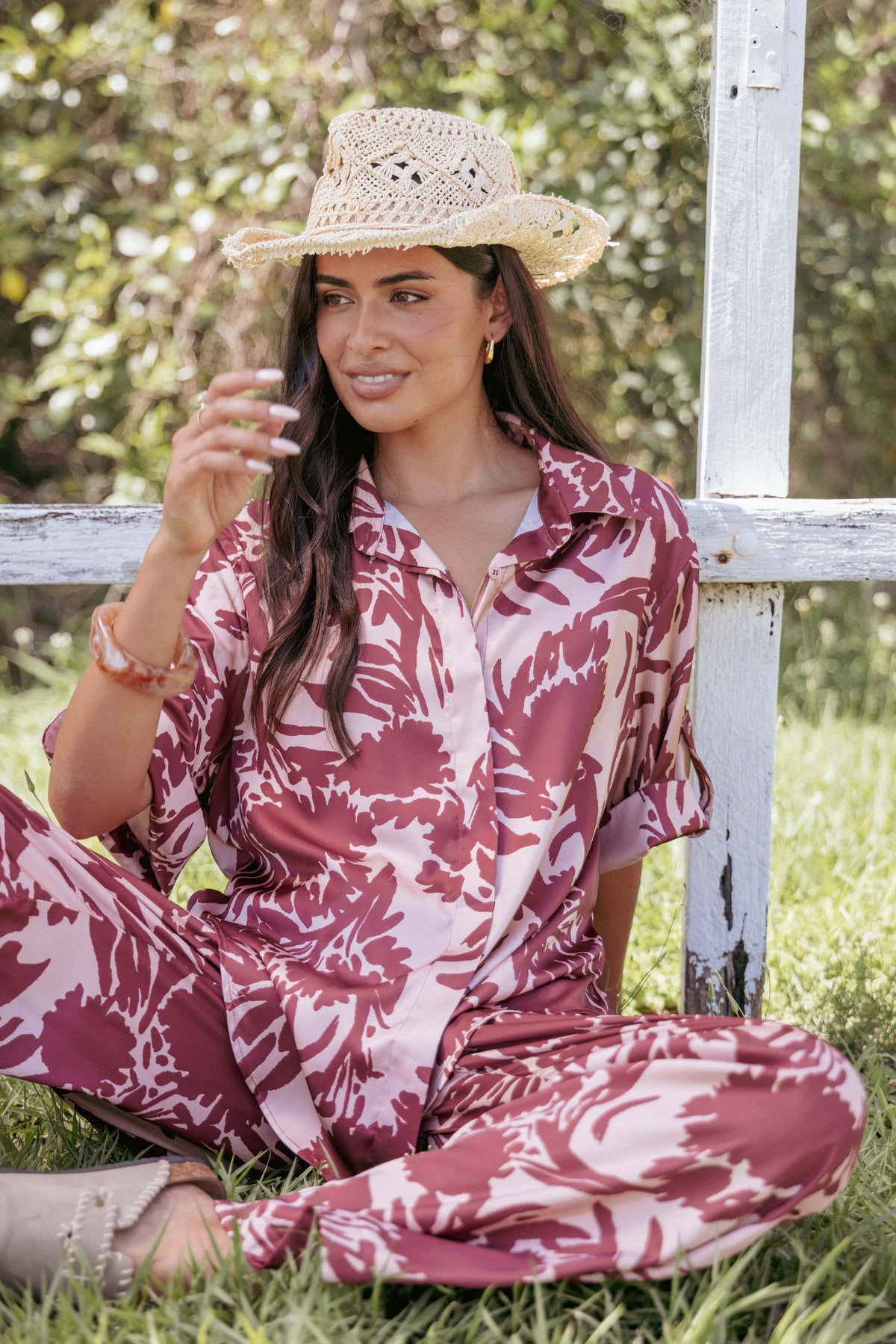 Elysia Shirt in Pink Burgundy – view 1 of 7