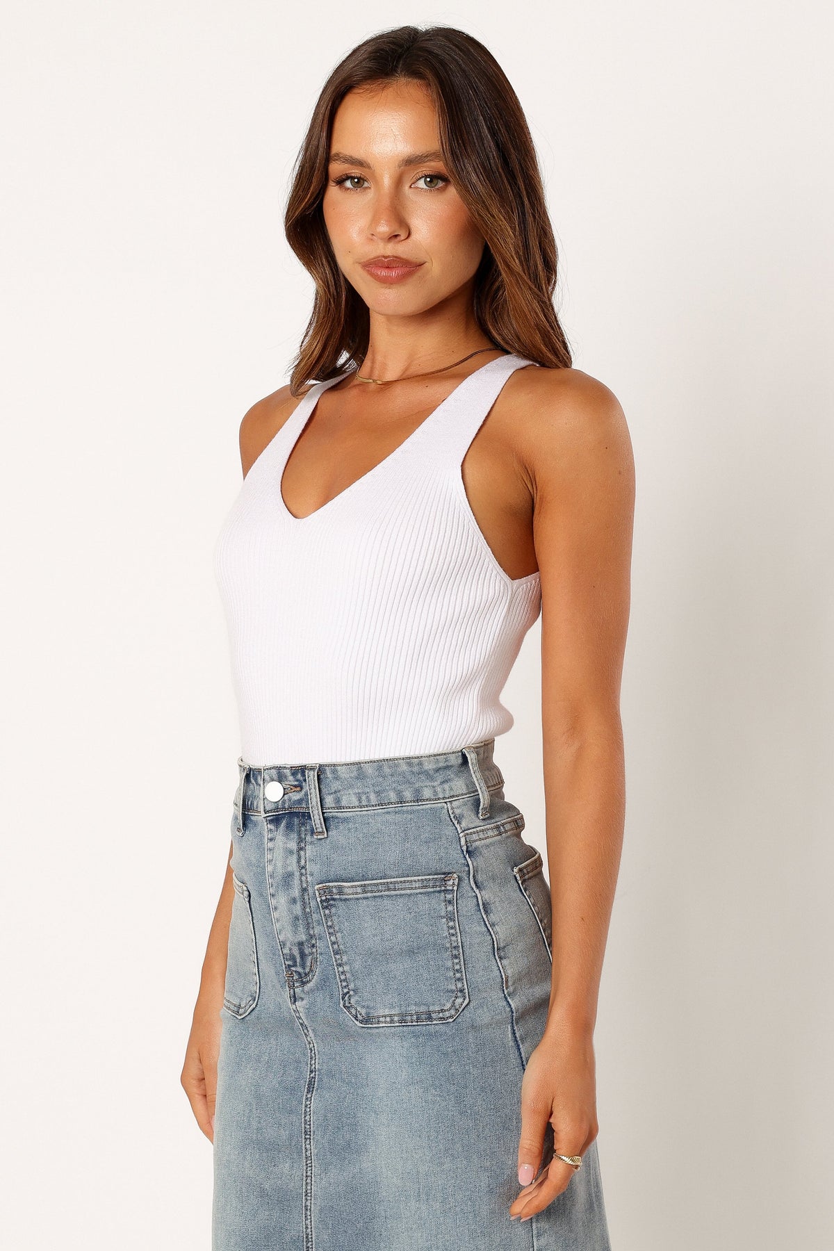 Emily Rib Top in White – view 3 of 7