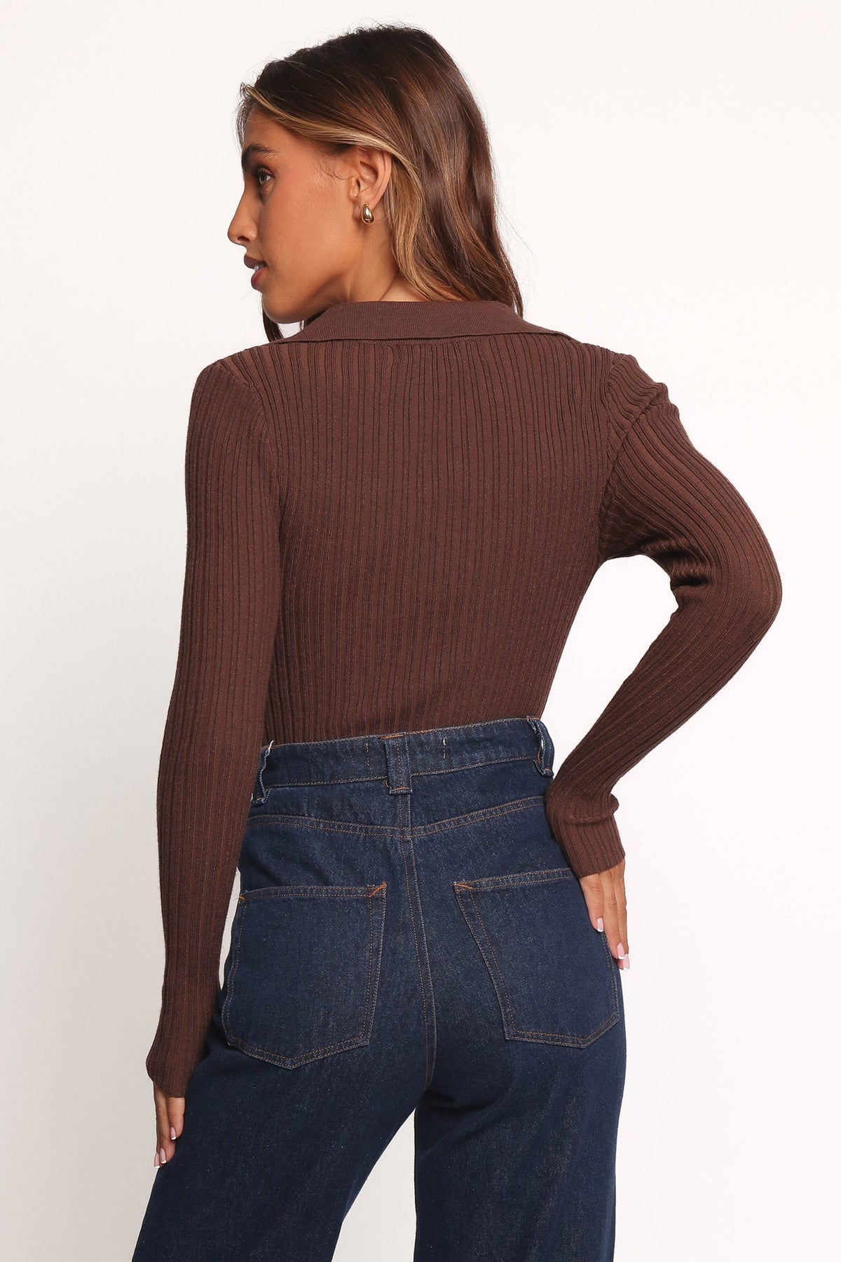 Emmerson Long Sleeve Knit Top in Chocolate – view 5 of 7