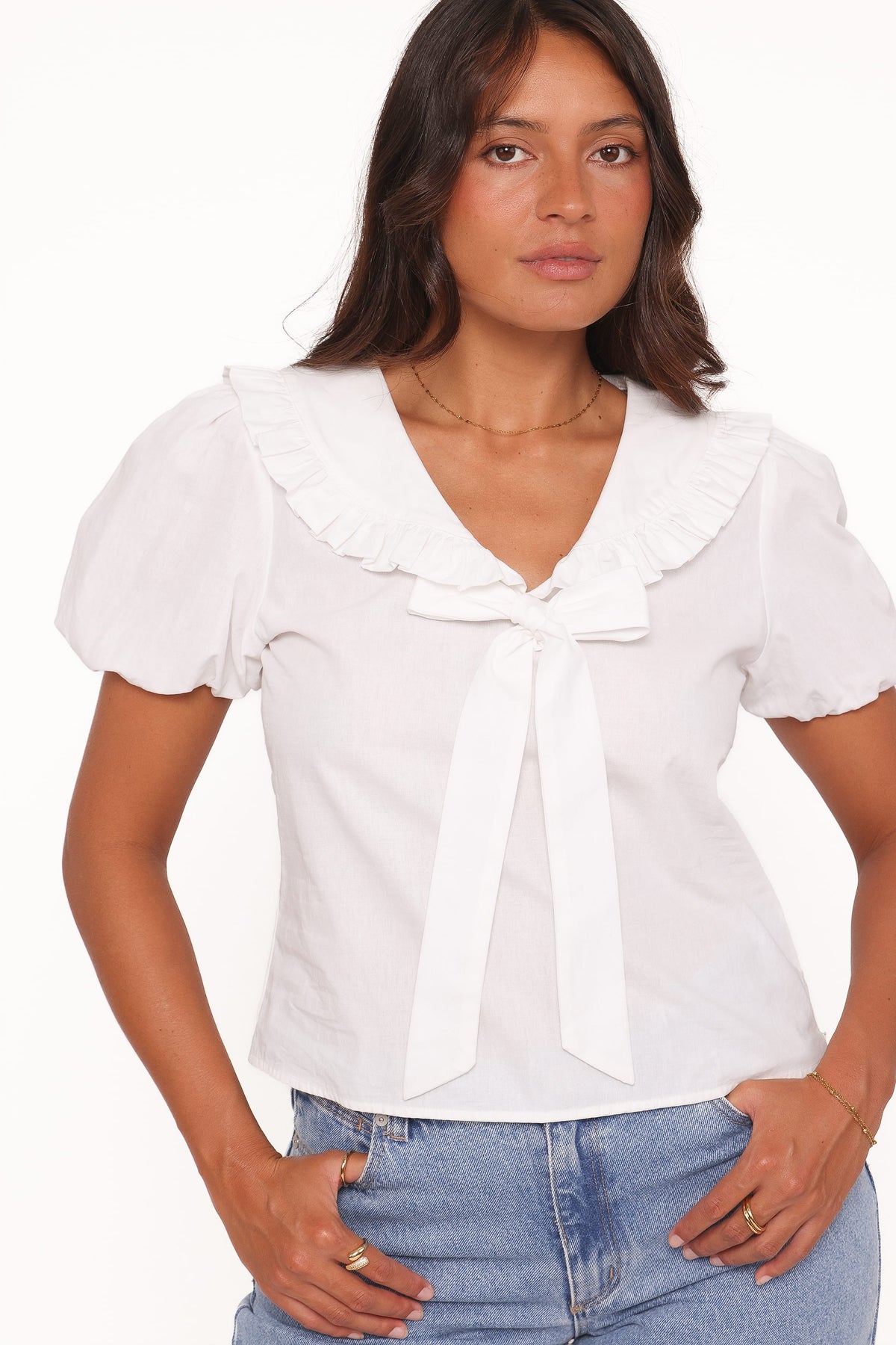 Fleming Frill Collar Shirt in White – view 2 of 9