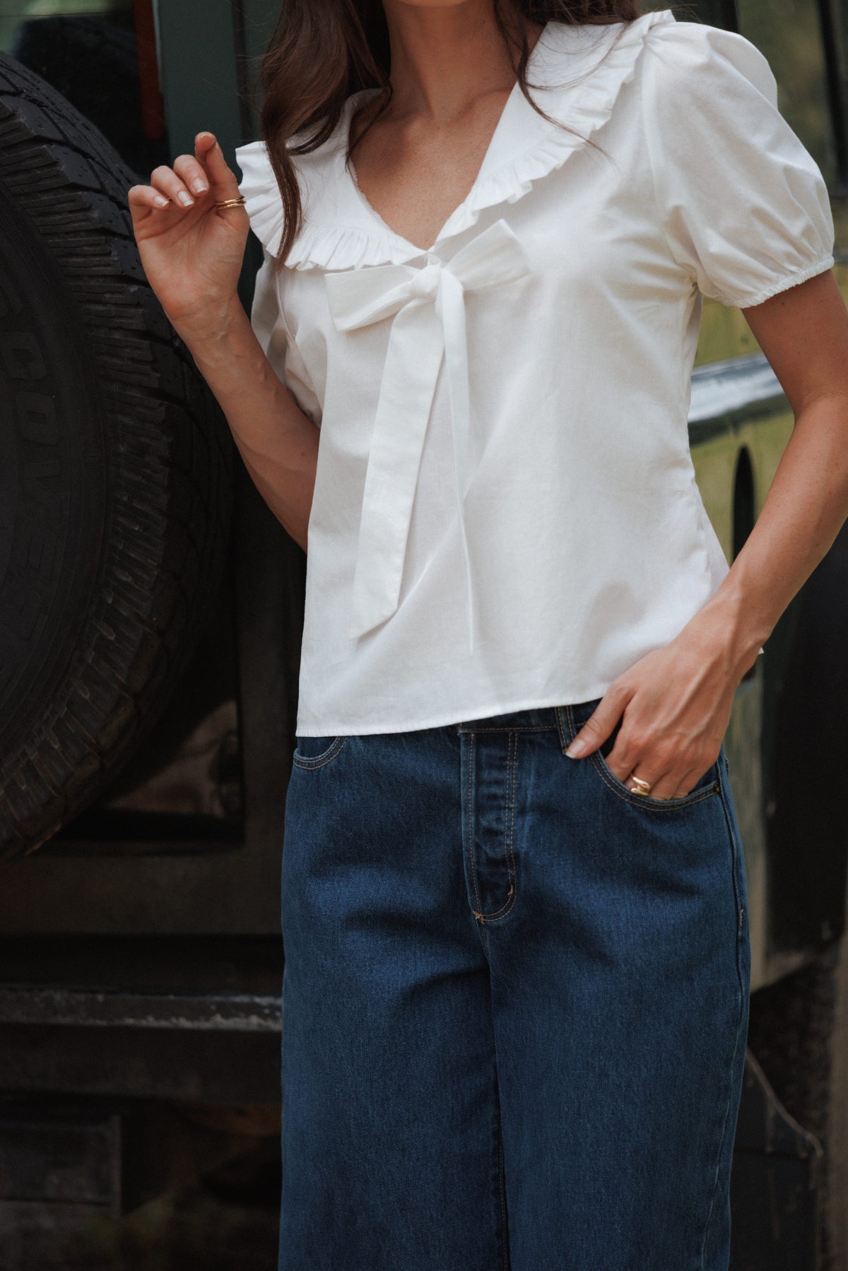 Fleming Frill Collar Shirt in White – view 1 of 9