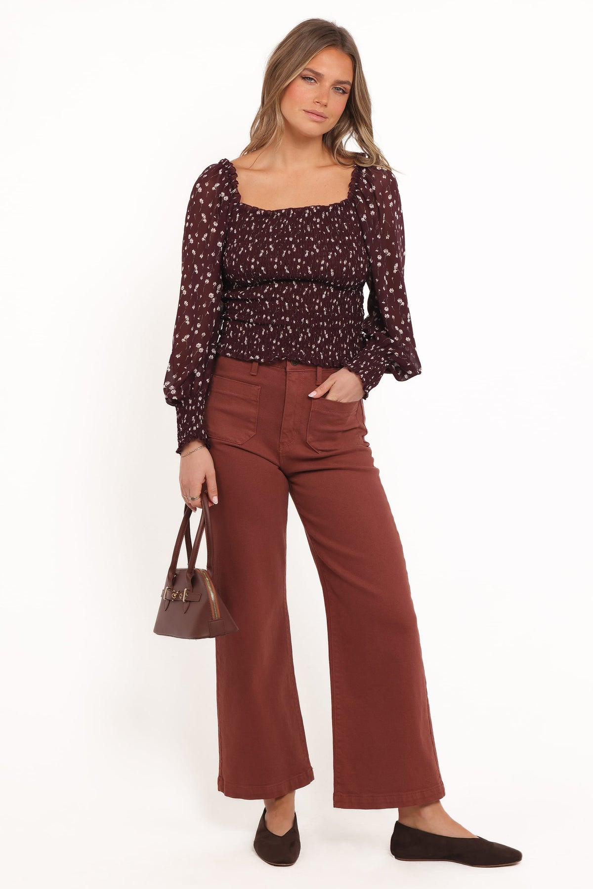 Greta Top in Burgundy Floral – view 3 of 7