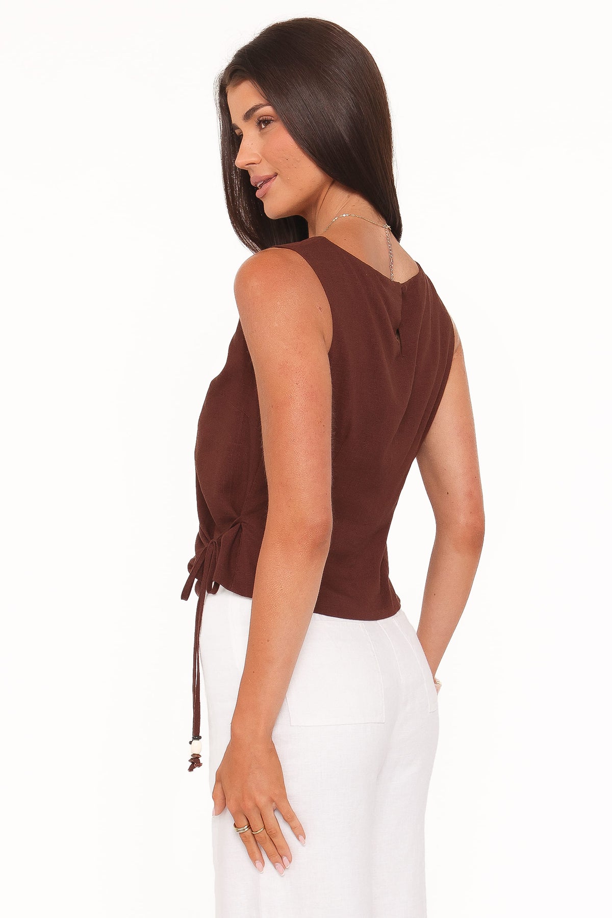 Heloise Side Tie Top in Dark Brown – view 5 of 8