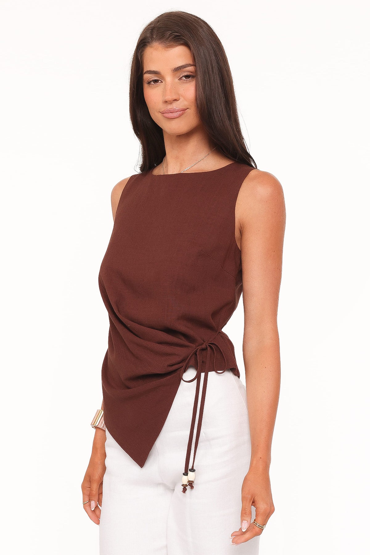 Heloise Side Tie Top in Dark Brown – view 4 of 8