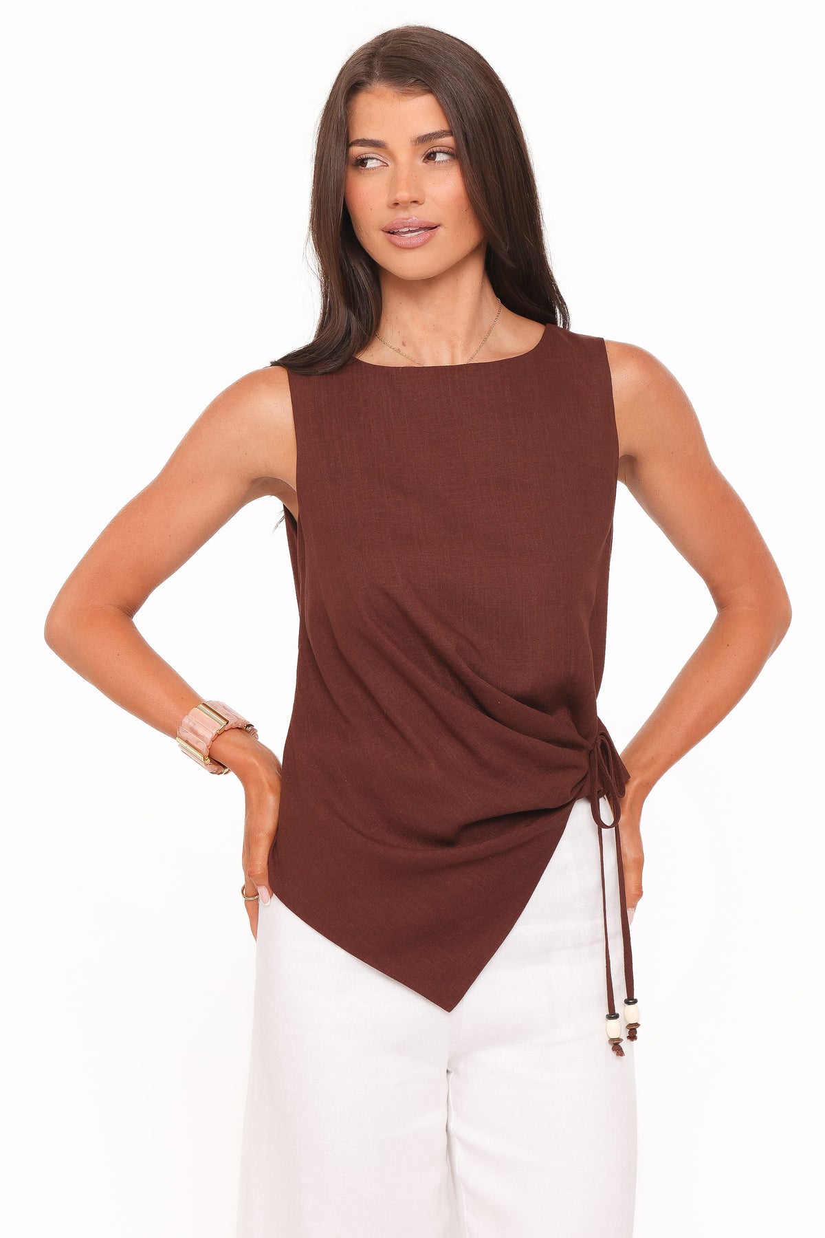 Heloise Side Tie Top in Dark Brown – view 6 of 8