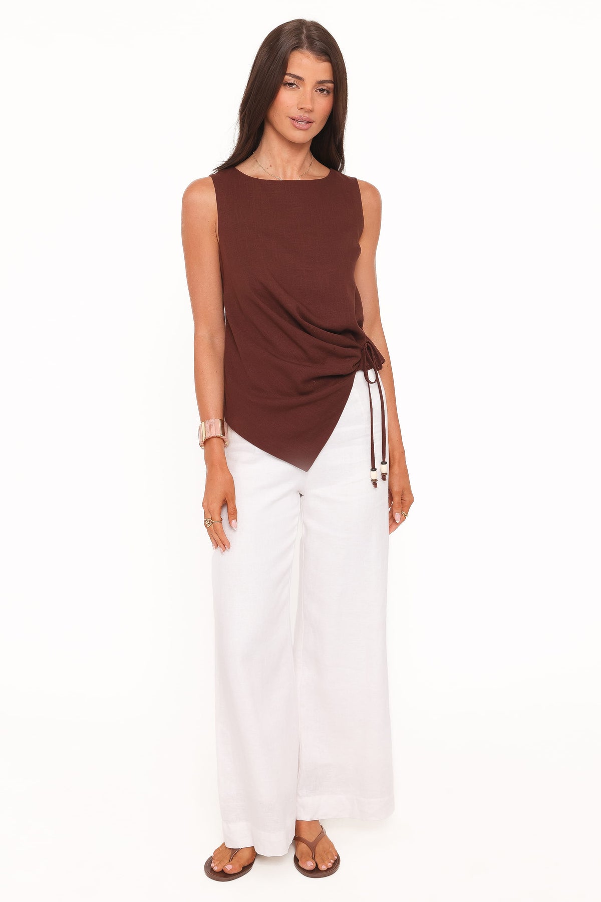 Heloise Side Tie Top in Dark Brown – view 2 of 8