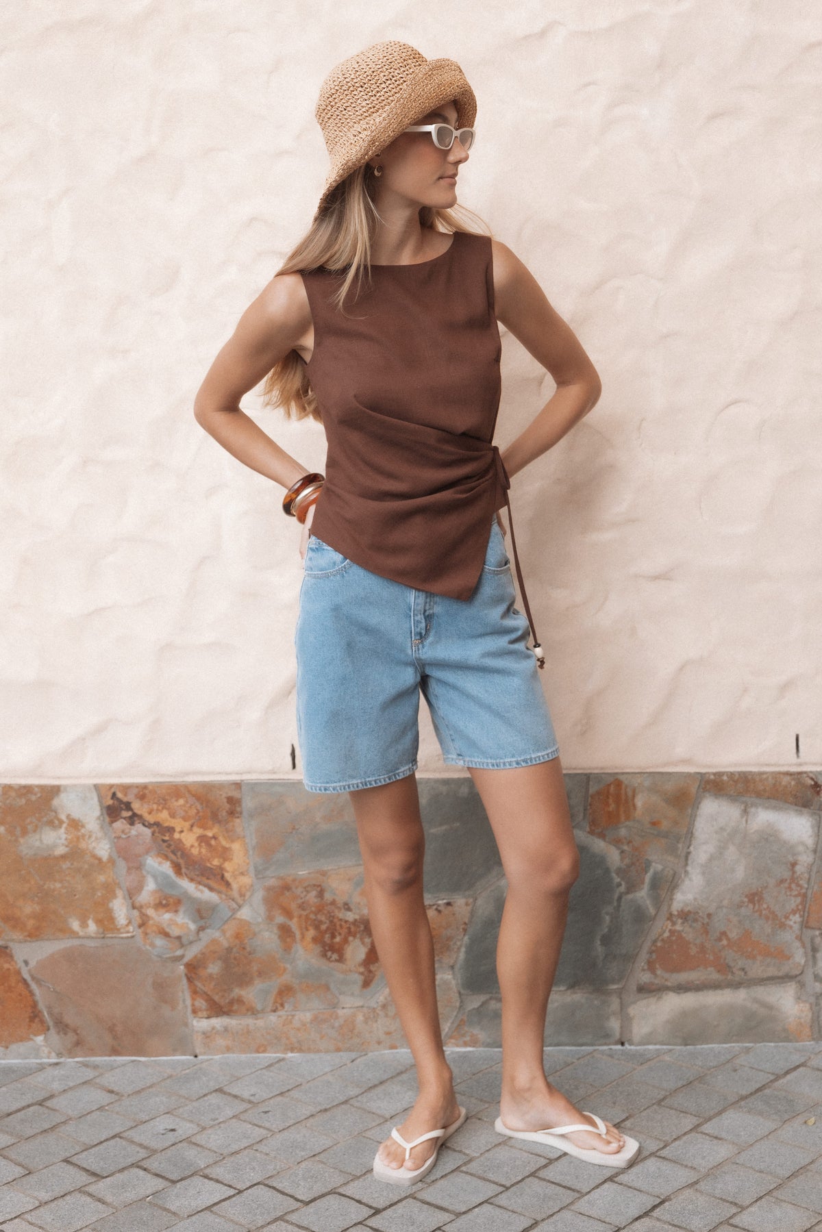 Heloise Side Tie Top in Dark Brown – view 8 of 8