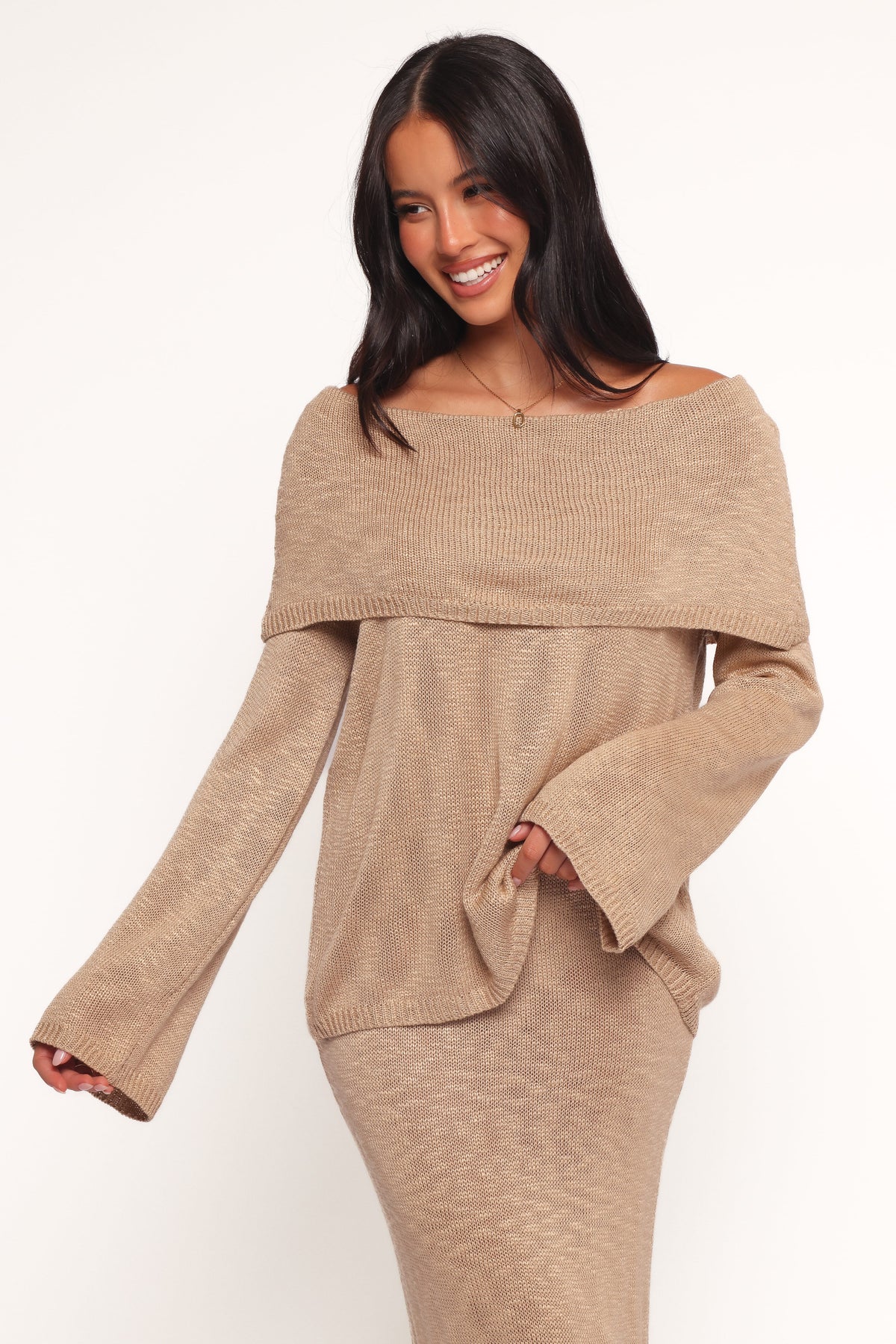 Indya Off Shoulder Top in Mocha – view 3 of 10