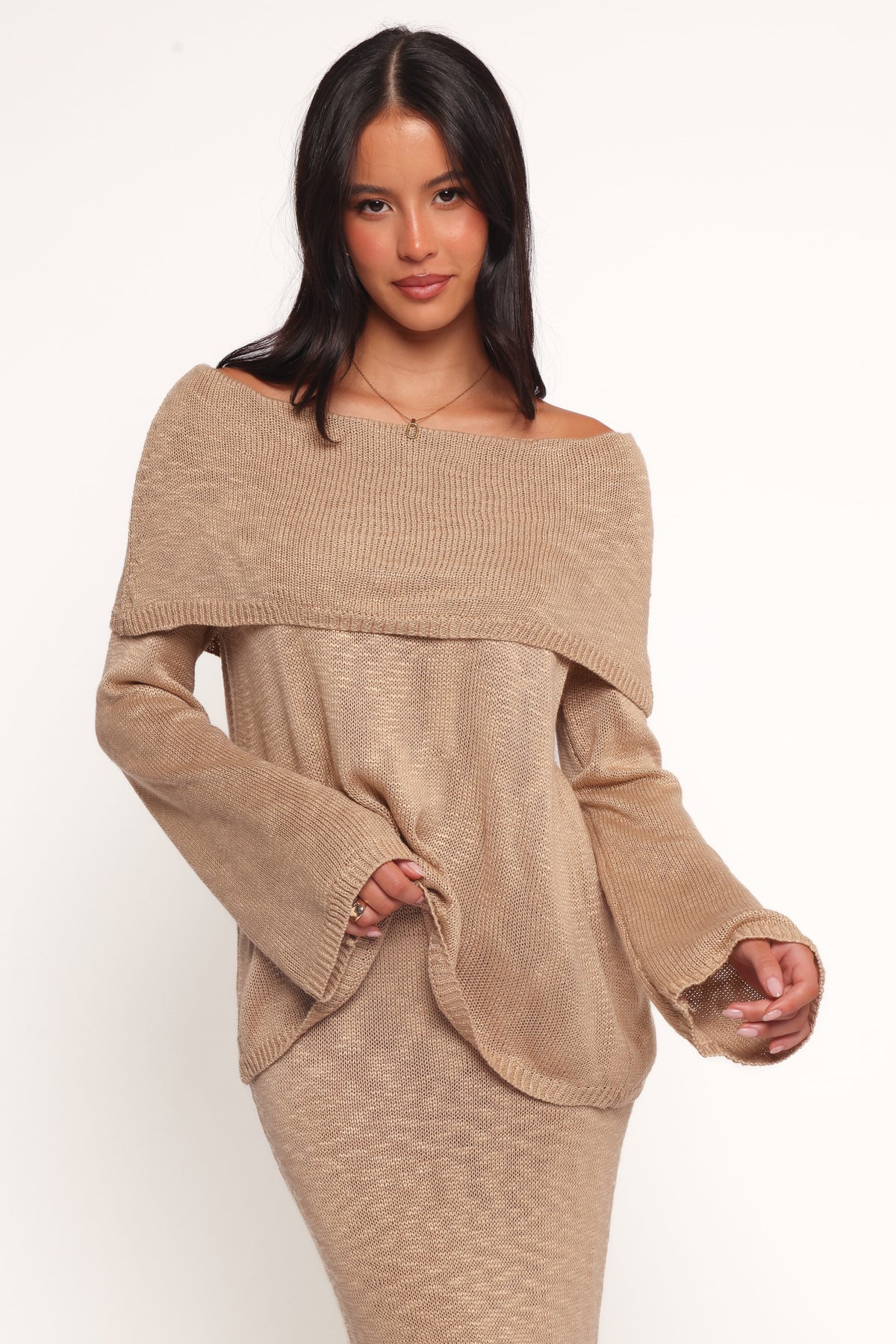 Indya Off Shoulder Top in Mocha – view 2 of 10