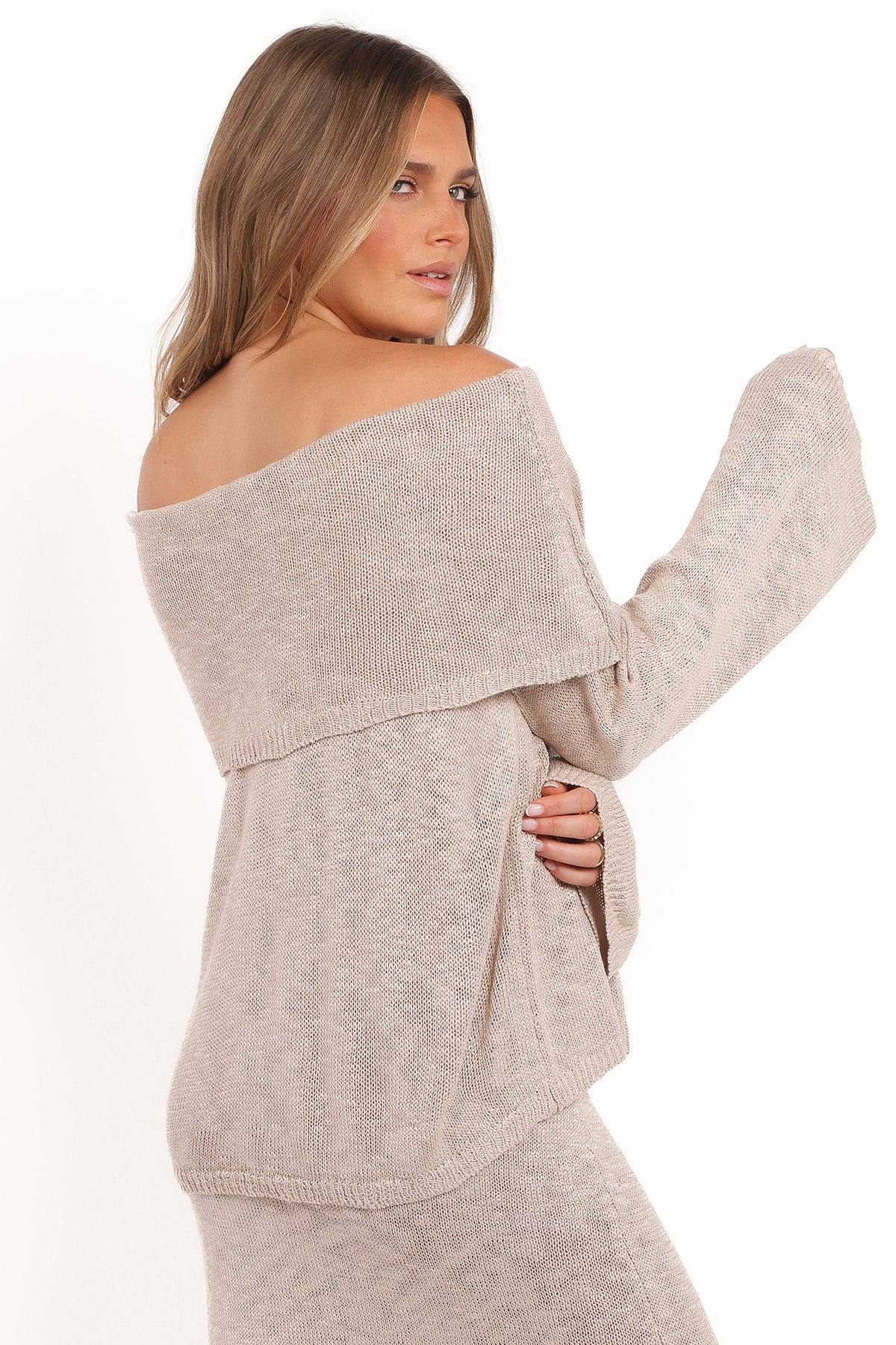 Indya Off Shoulder Top in Oatmeal – view 4 of 6