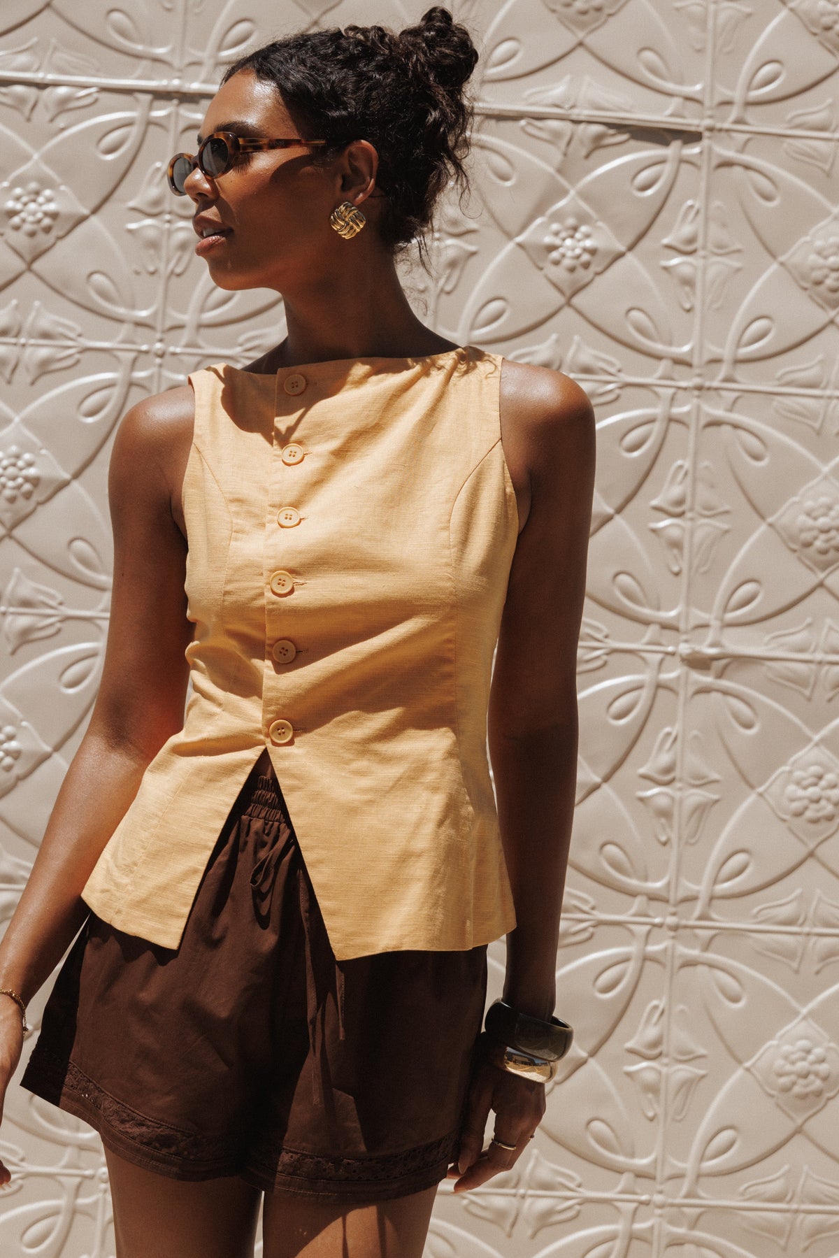 Kalyssa Asymmetrical Vest in Mango – view 8 of 8