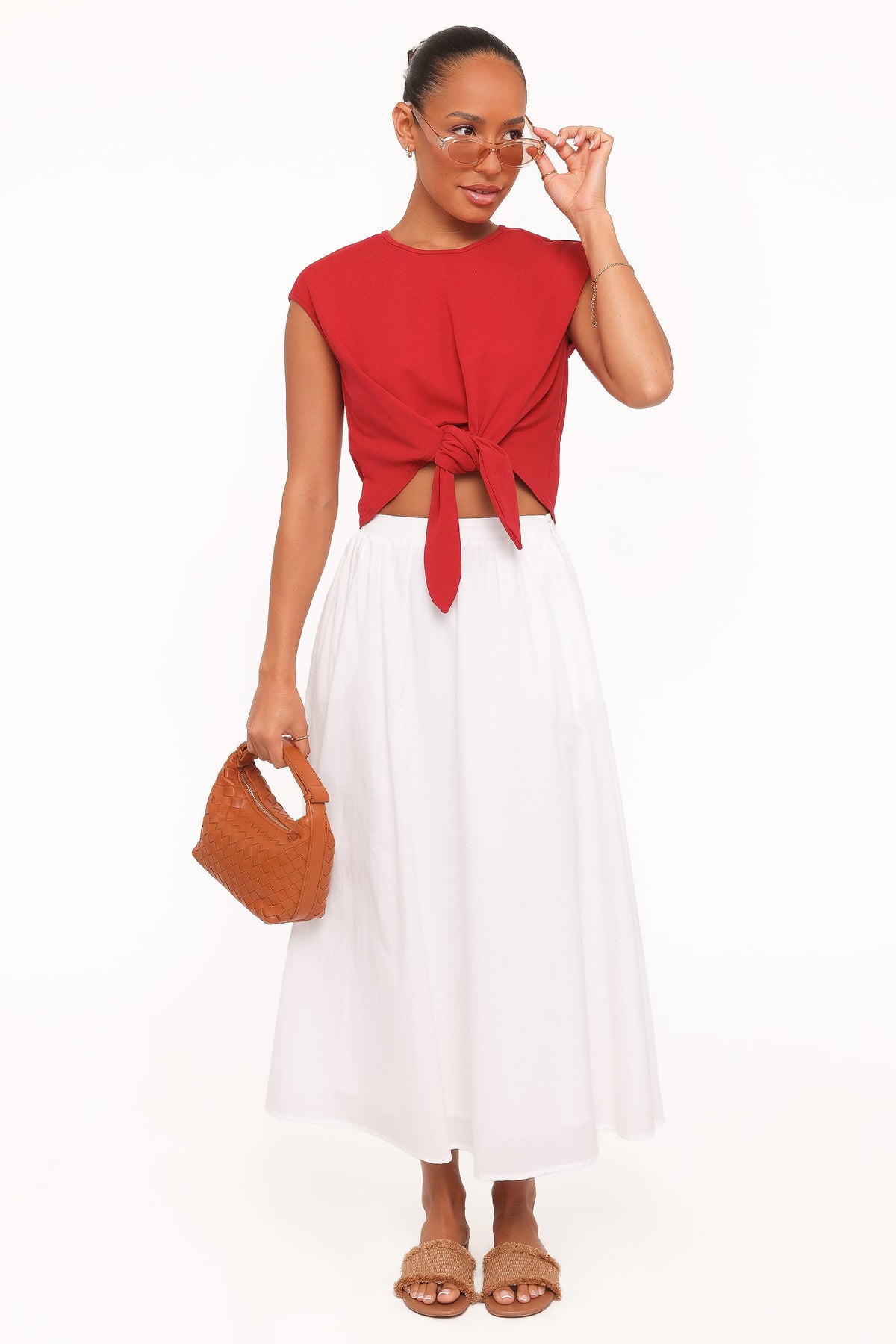 Kathy Tie Front Top in Red – view 2 of 6