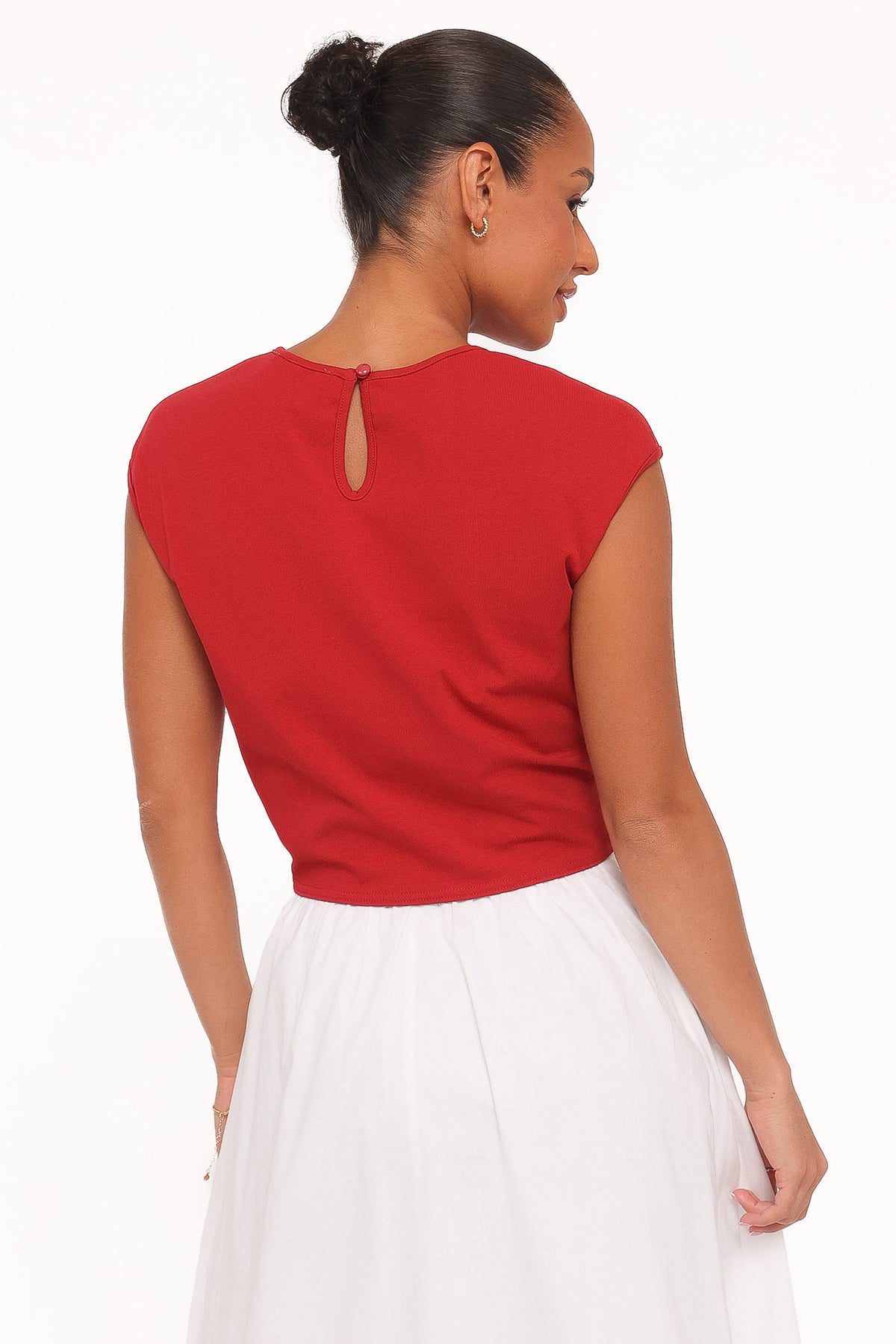 Kathy Tie Front Top in Red – view 4 of 6