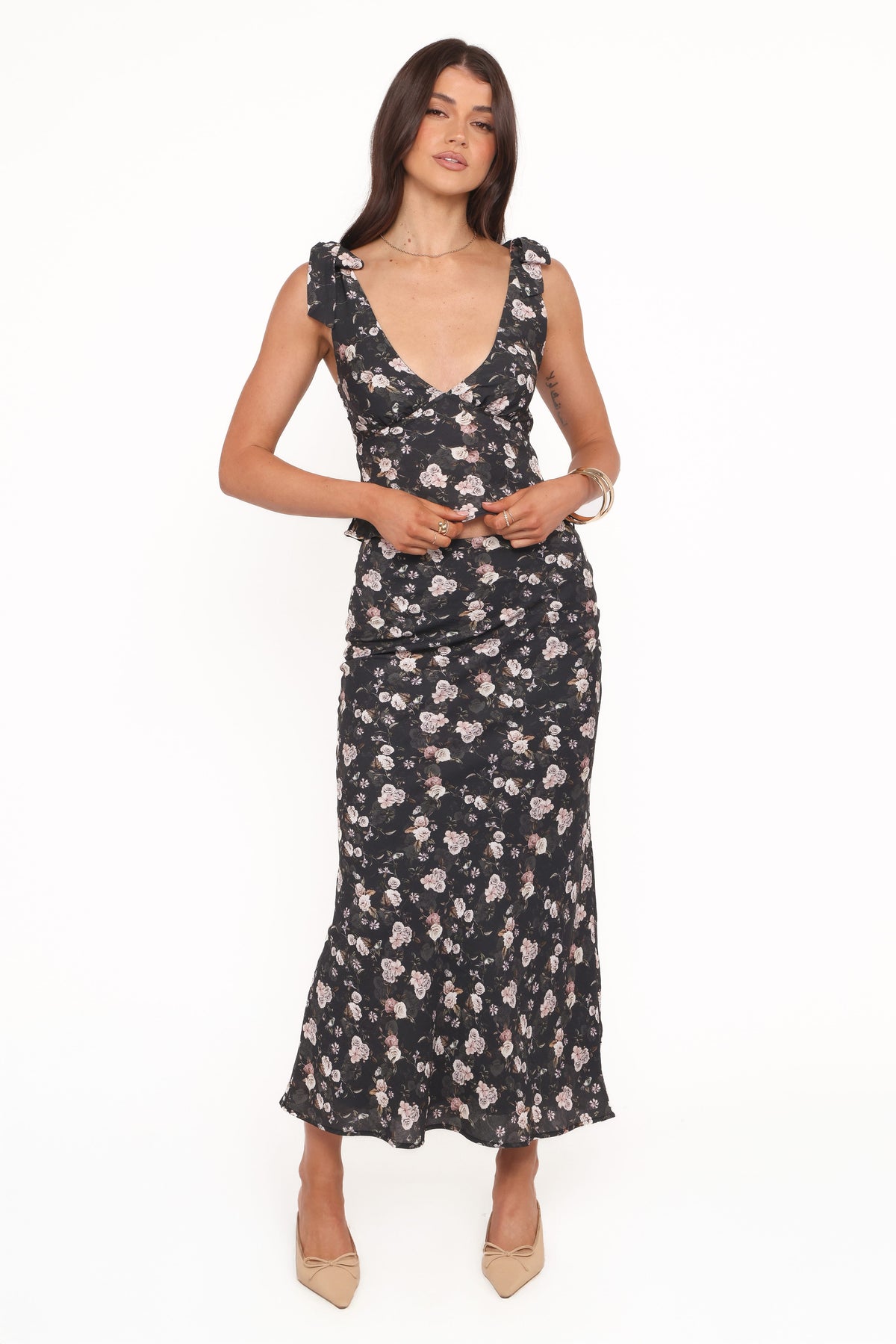 Kedra Tie Shoulder Top in Dark Floral – view 5 of 9