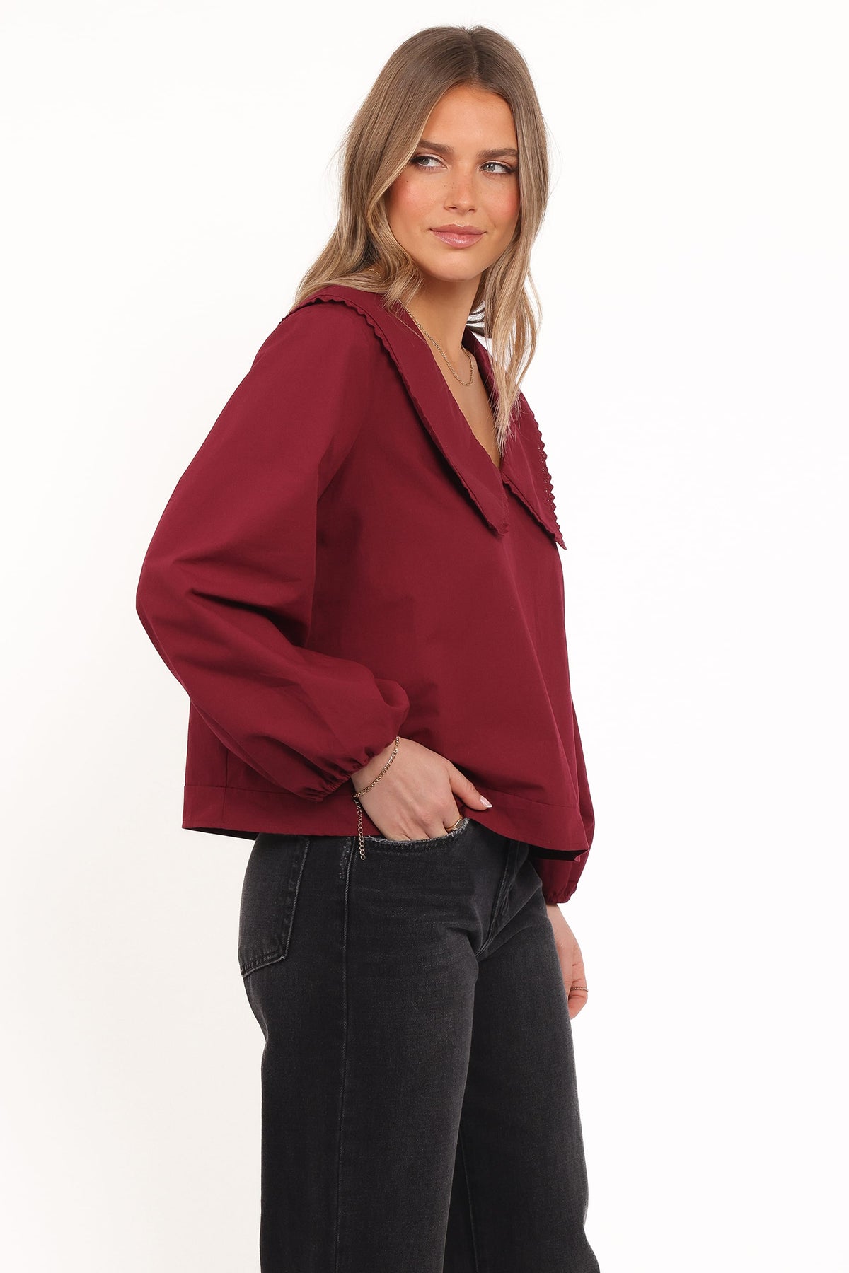 Kenna Long Sleeve Top in Burg – view 4 of 7
