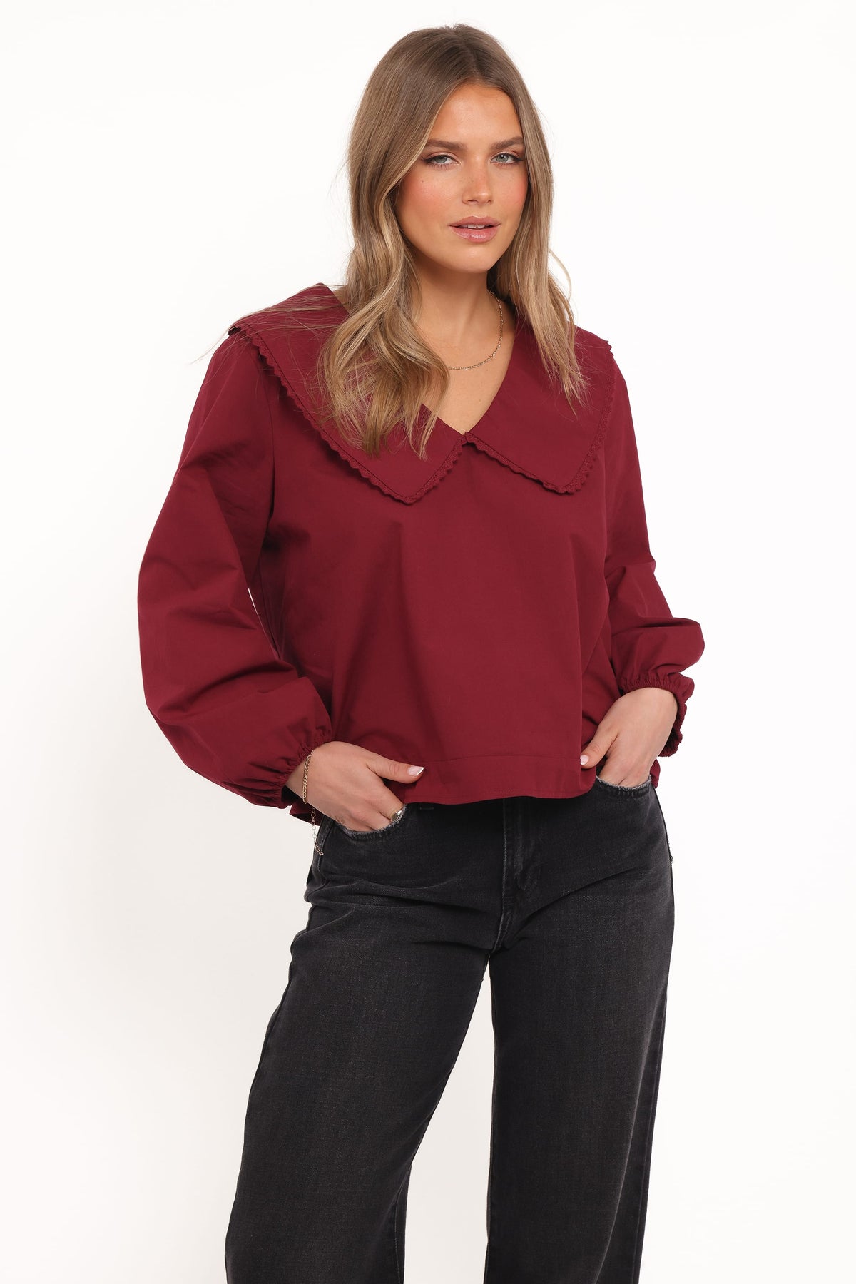 Kenna Long Sleeve Top in Burg – view 2 of 7