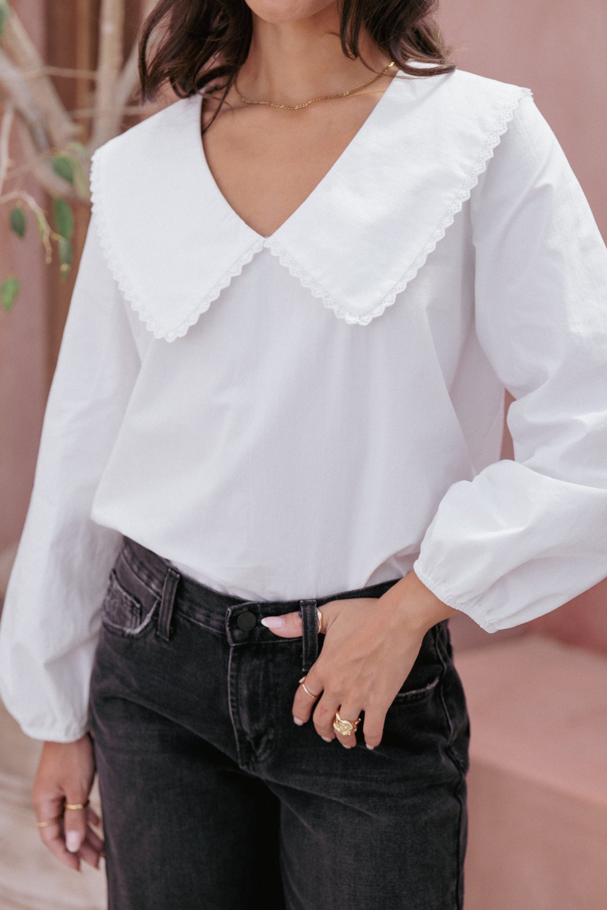 Kenna Long Sleeve Top in White – view 9 of 9