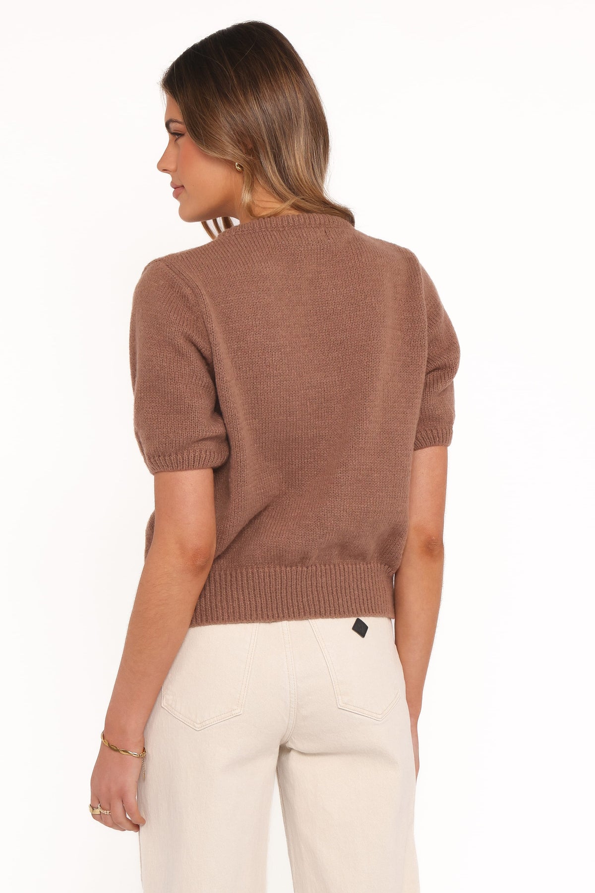 Koskie Tie Knit Top in Chocolate – view 5 of 8