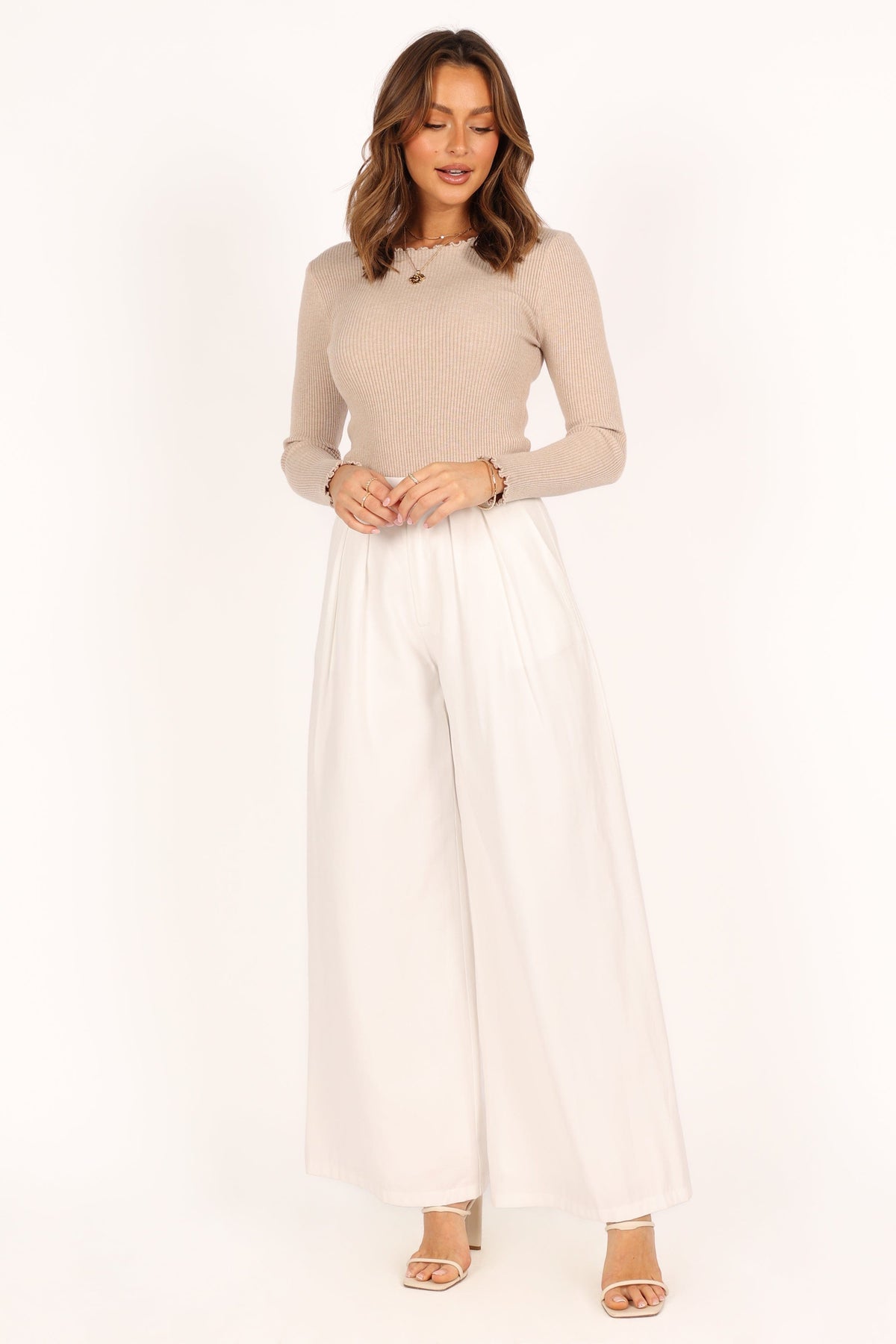Kya Knit Top in Beige – view 3 of 9
