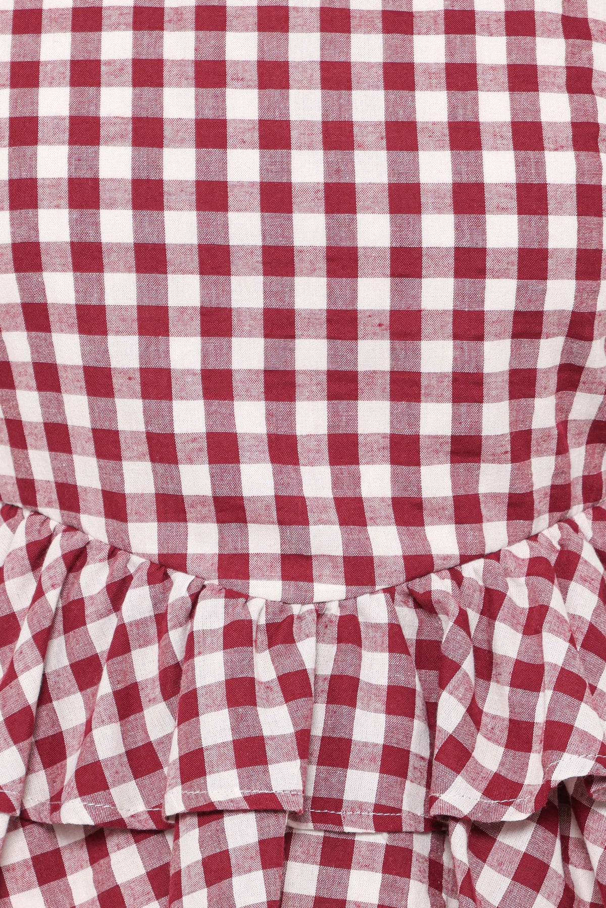 Landon Tiered Peplum Top in Burgundy Gingham – view 7 of 8