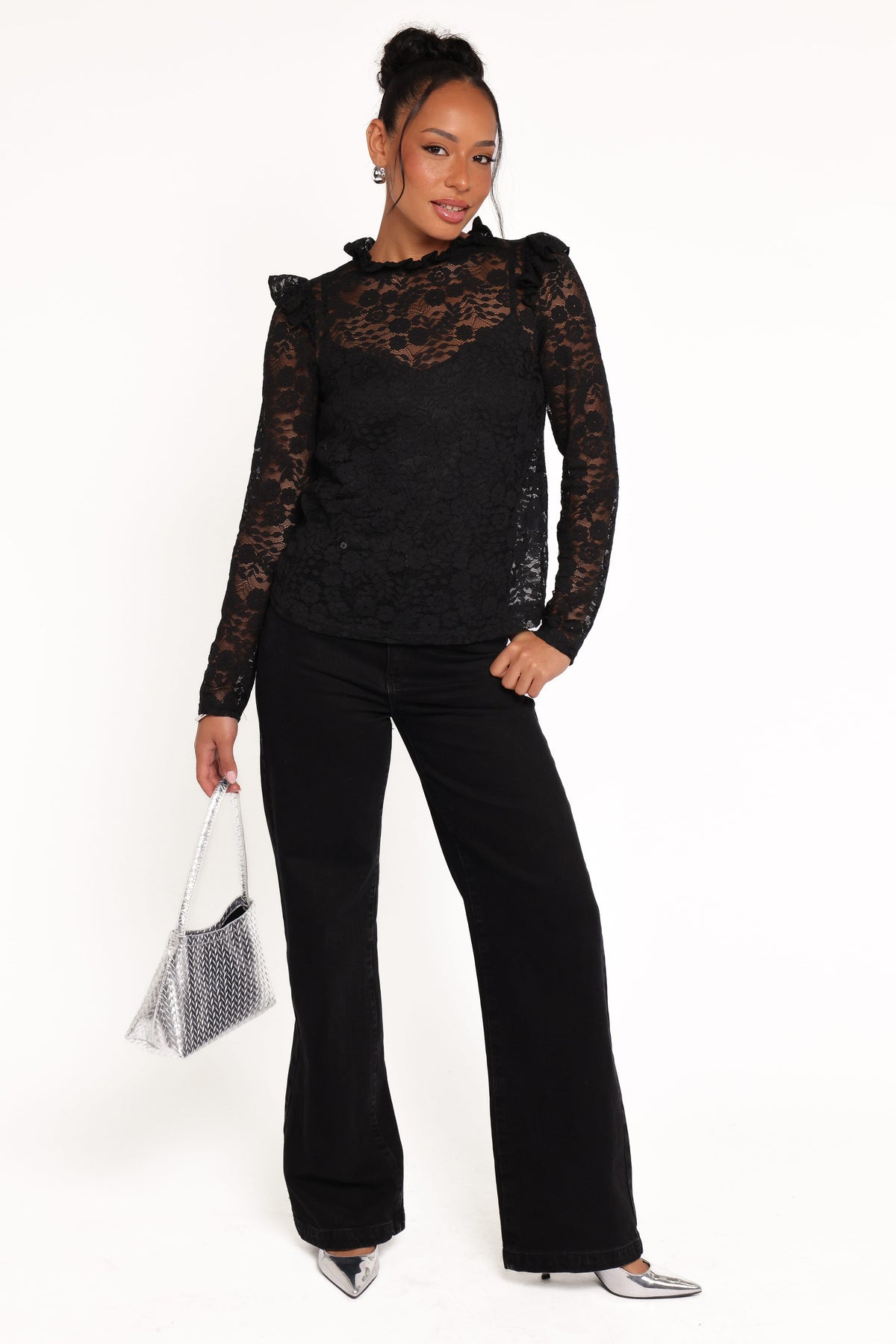 Lettie Lace Ruffle Top in Black – view 6 of 8