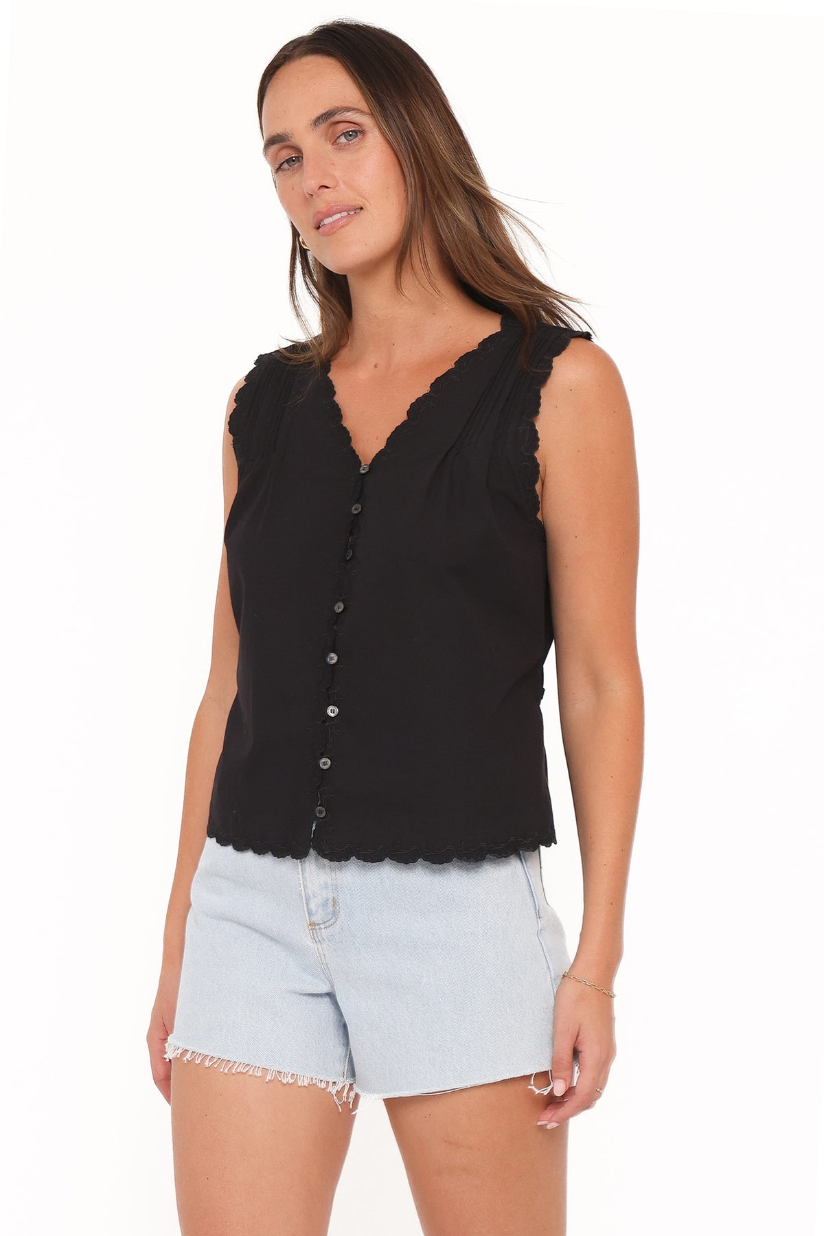 Lori Lace Trim Top in Black – view 3 of 6