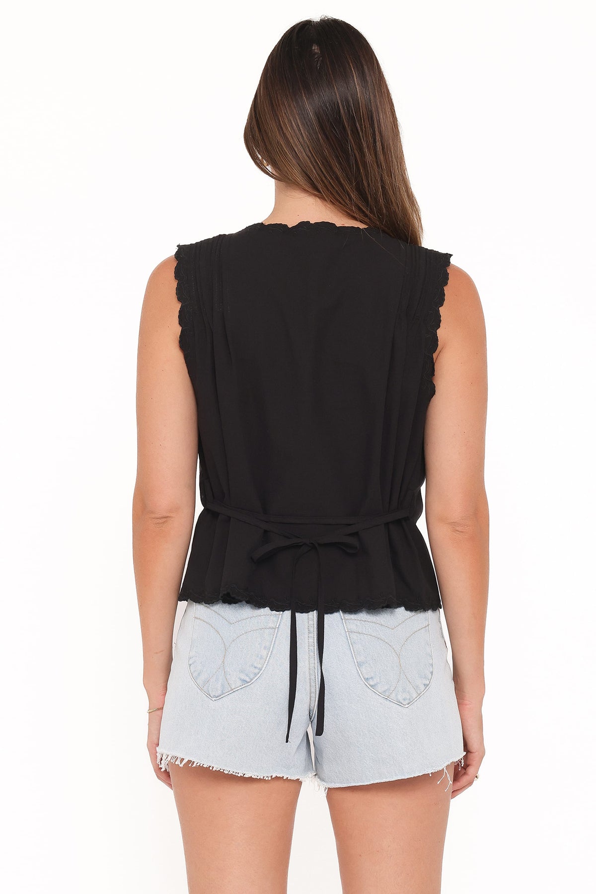 Lori Lace Trim Top in Black – view 4 of 6