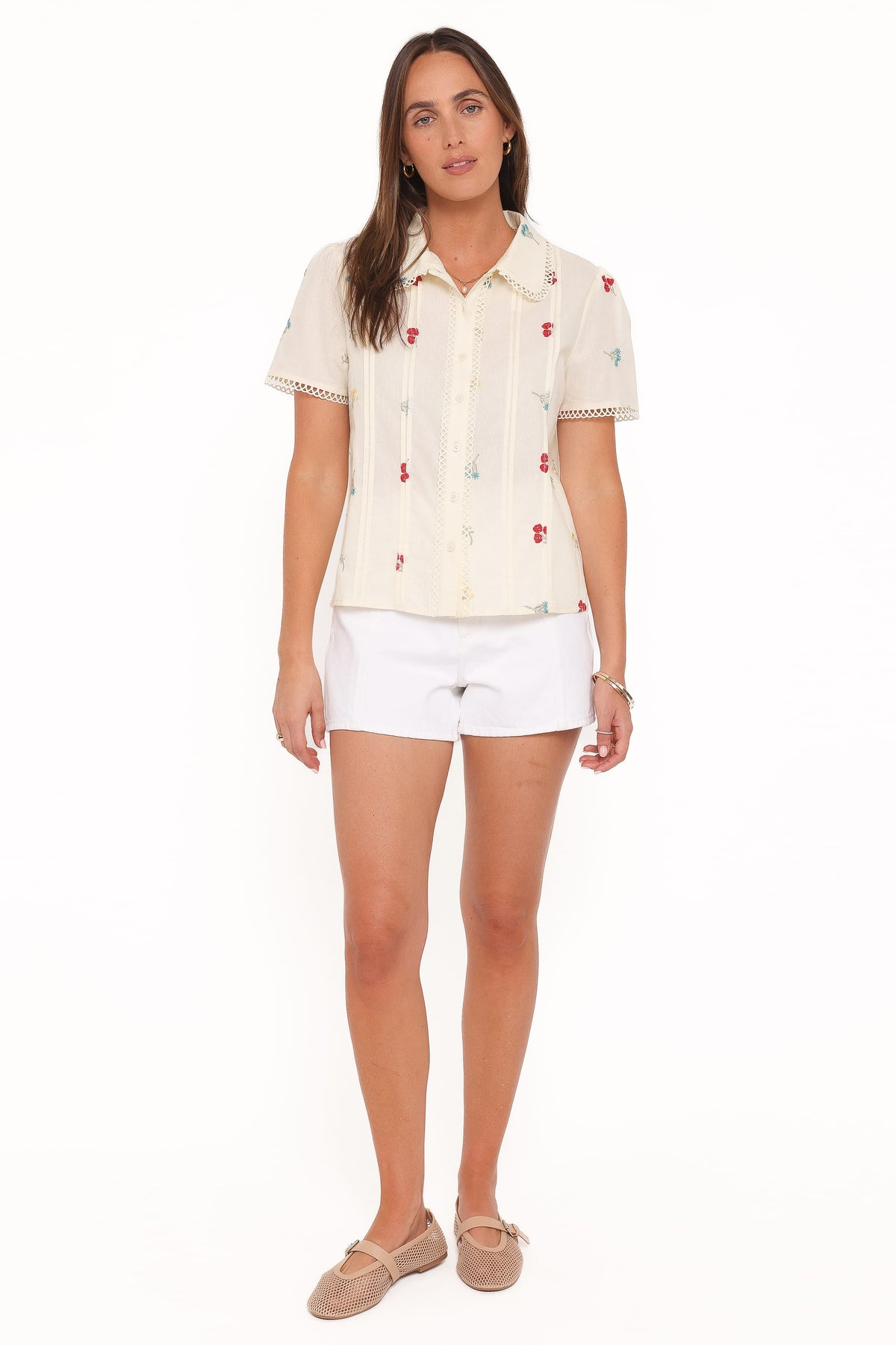 Lucile Embroidered Shirt in Light Yellow – view 5 of 6