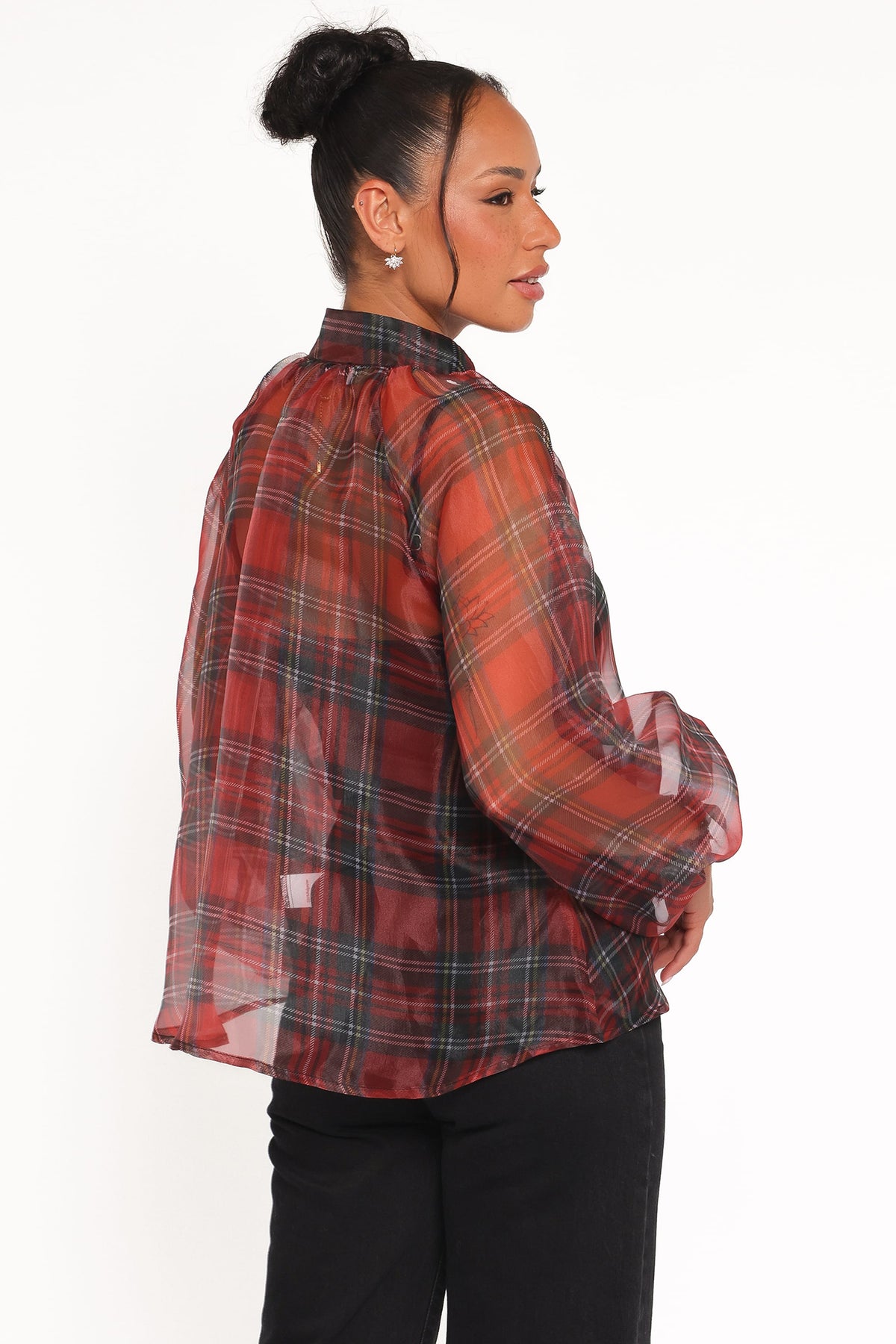 Marni Organza Top in Red Plaid – view 5 of 8