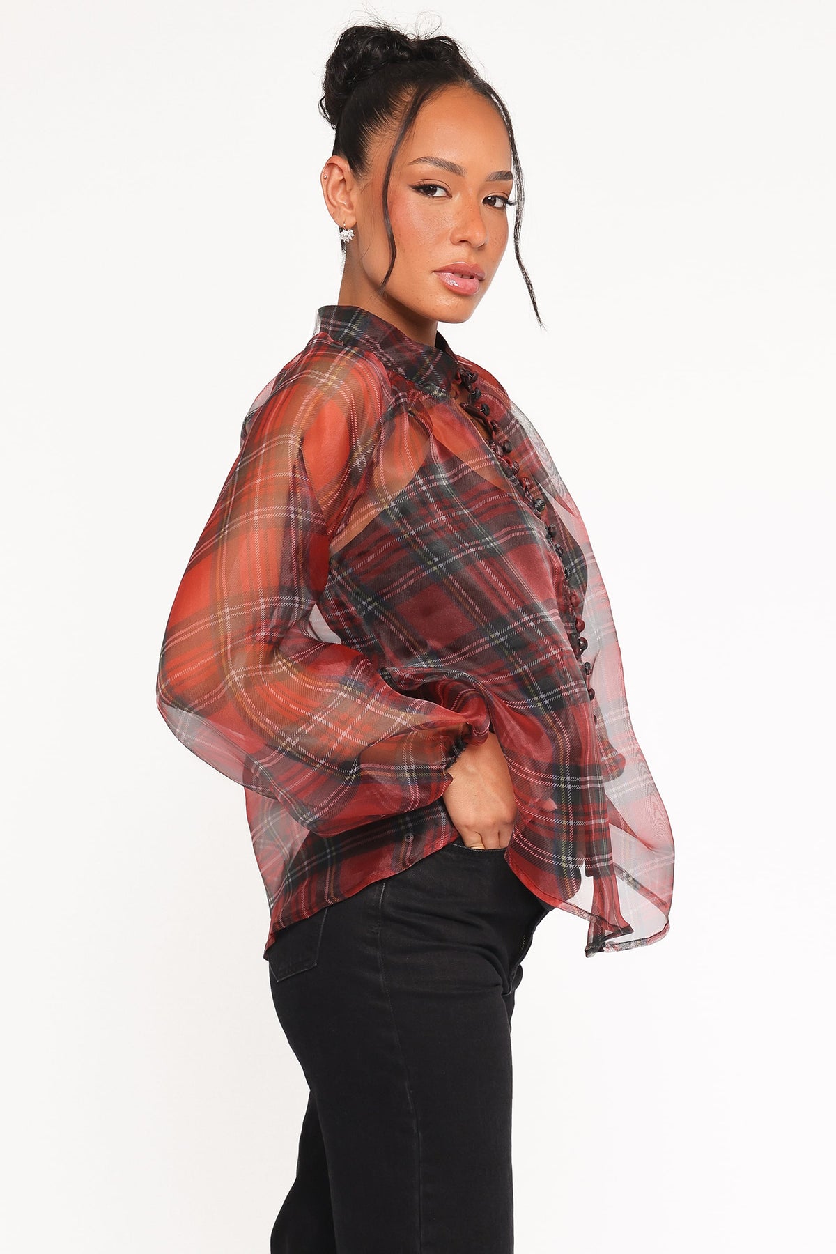 Marni Organza Top in Red Plaid – view 4 of 8