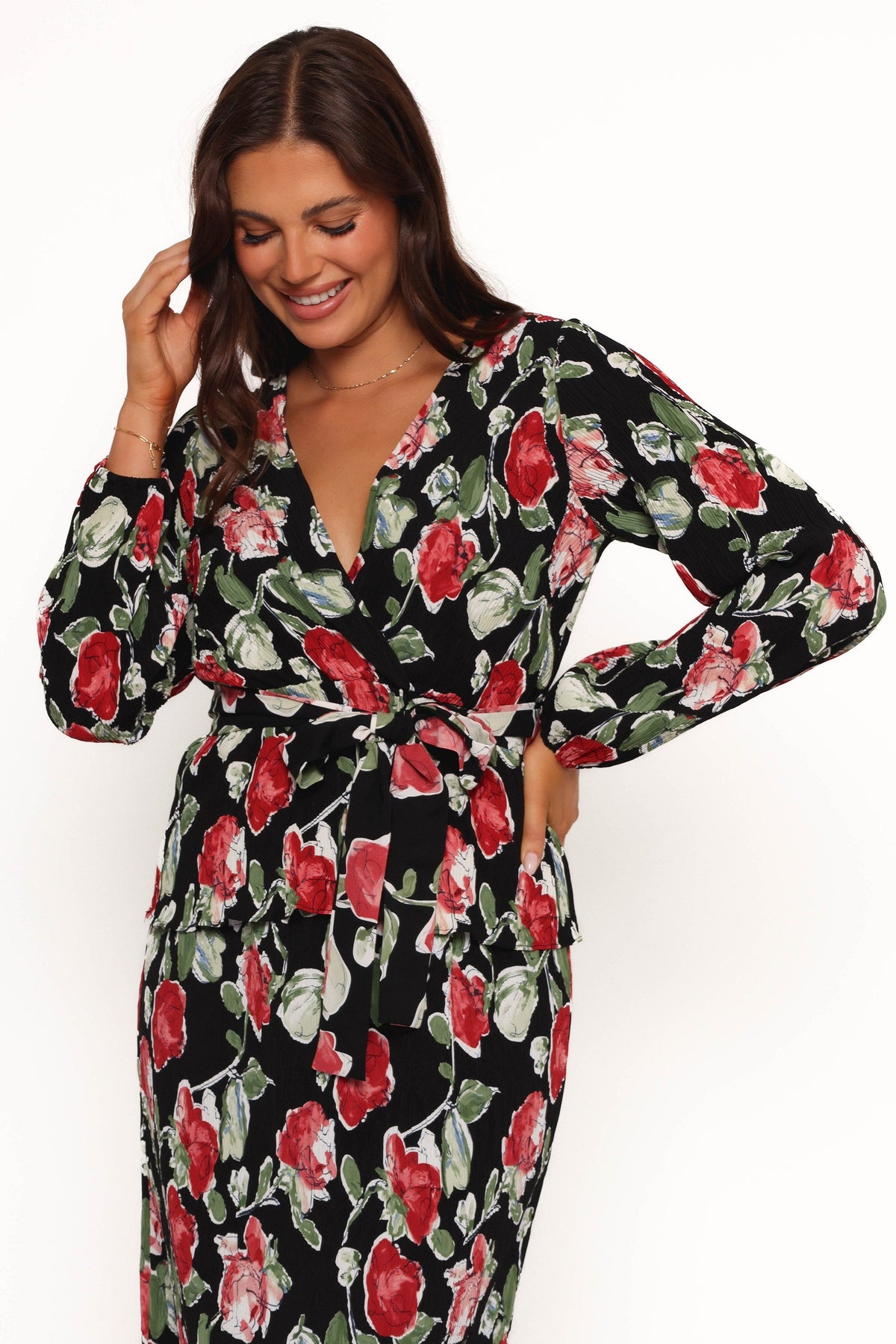 Minelli Pleat Top in Black Rose – view 2 of 8