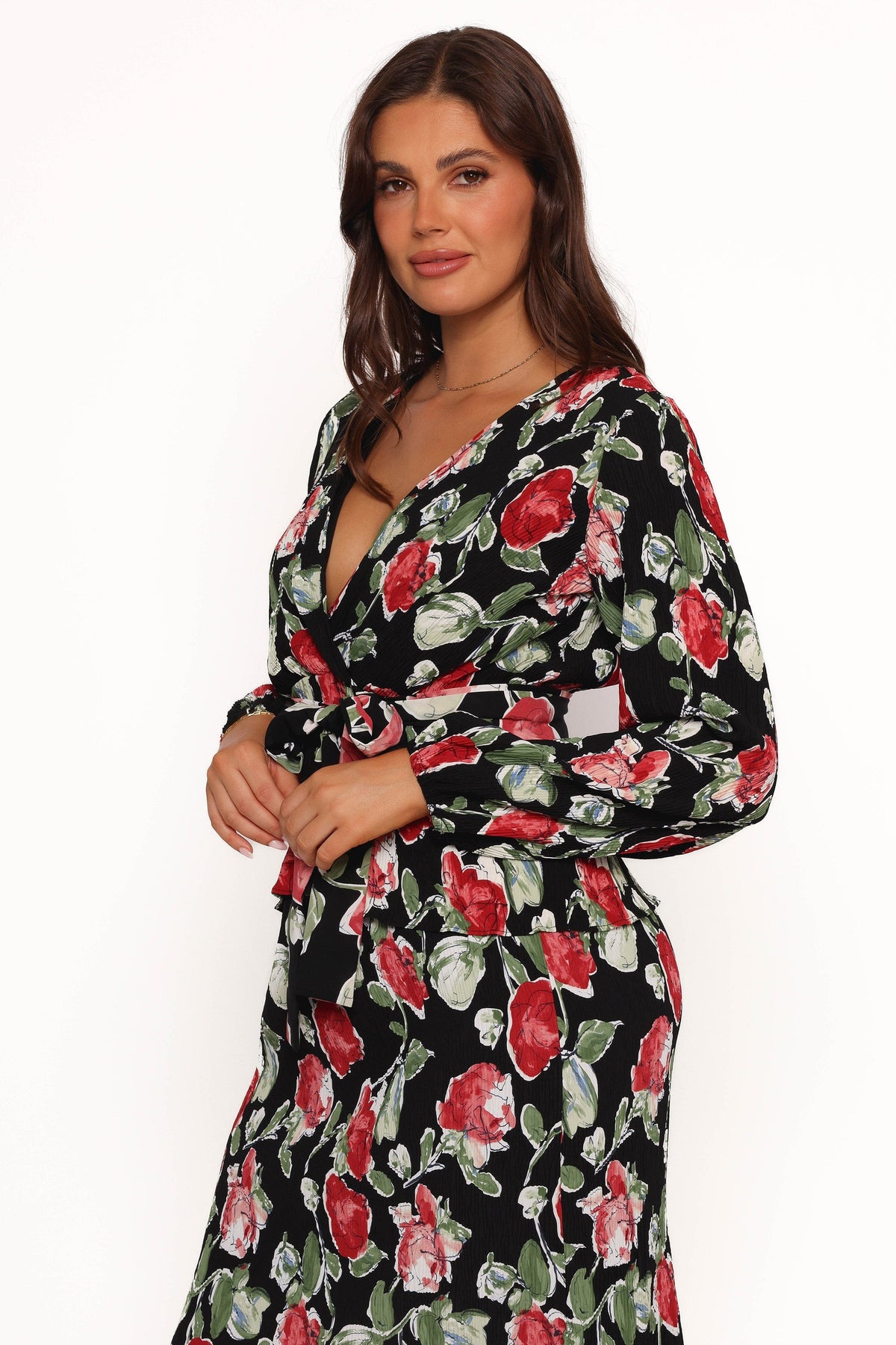 Minelli Pleat Top in Black Rose – view 3 of 8