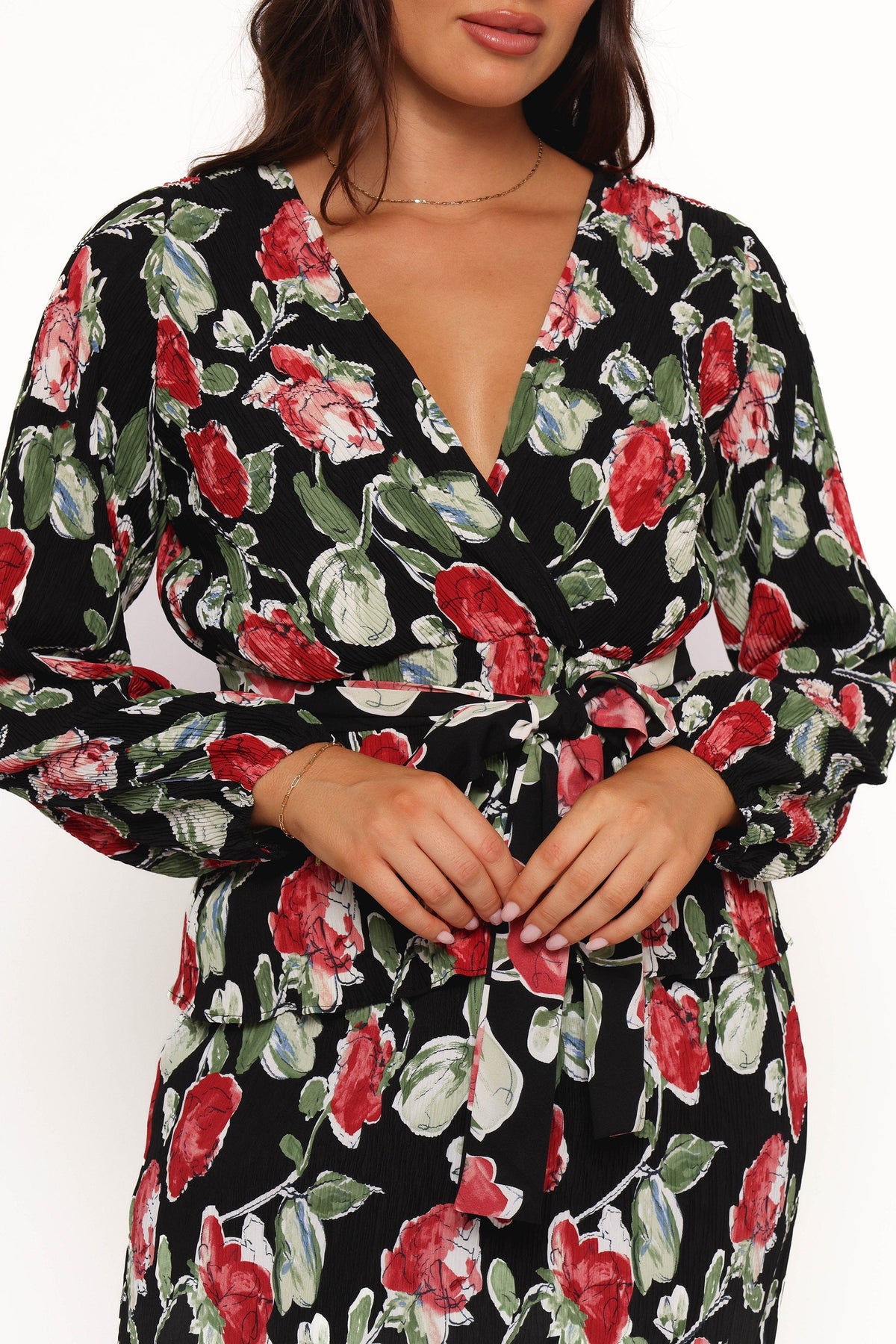 Minelli Pleat Top in Black Rose – view 7 of 8