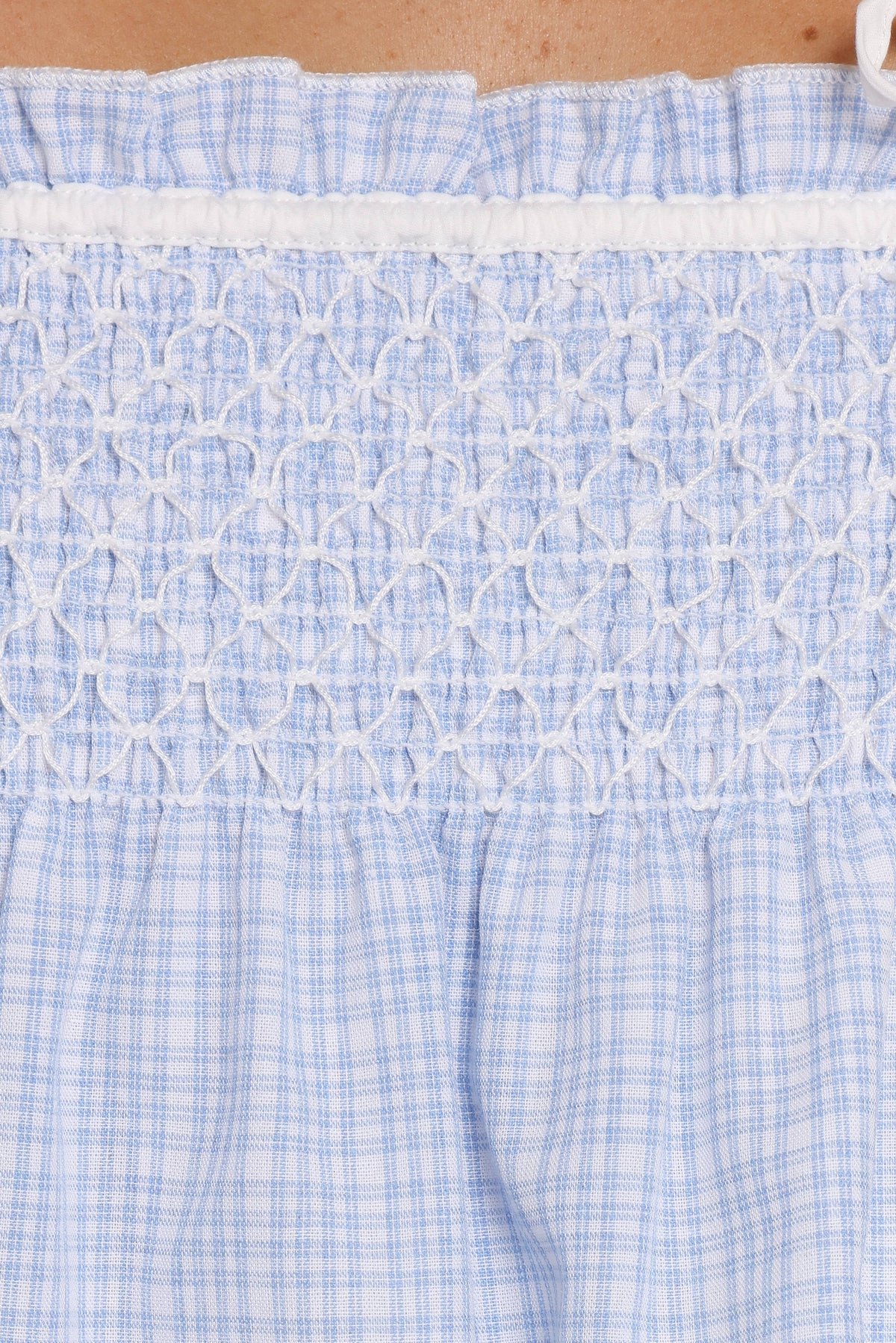 Mireille Baby Doll Top in Blue Gingham – view 7 of 8