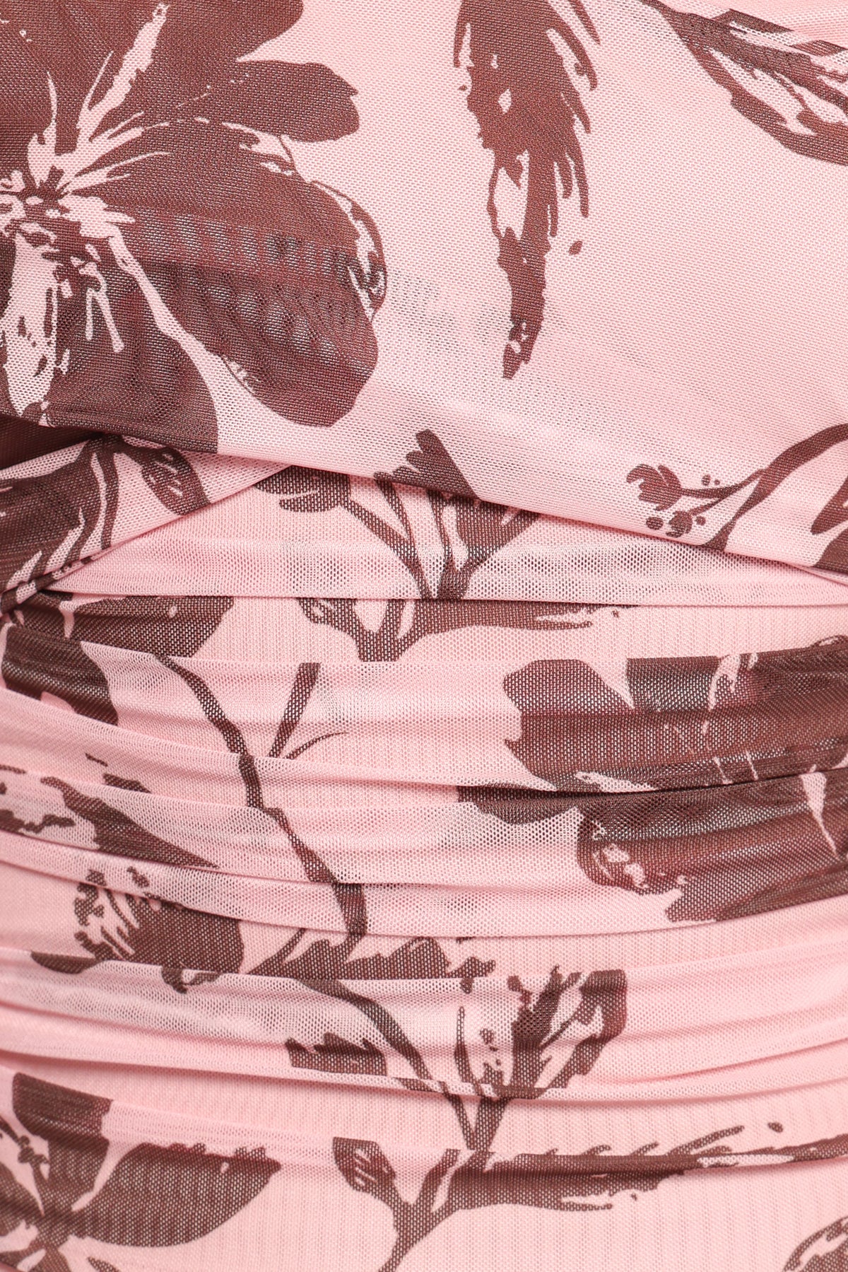 Navida Off Shoulder Mesh Top in Pink Brown Floral – view 6 of 6