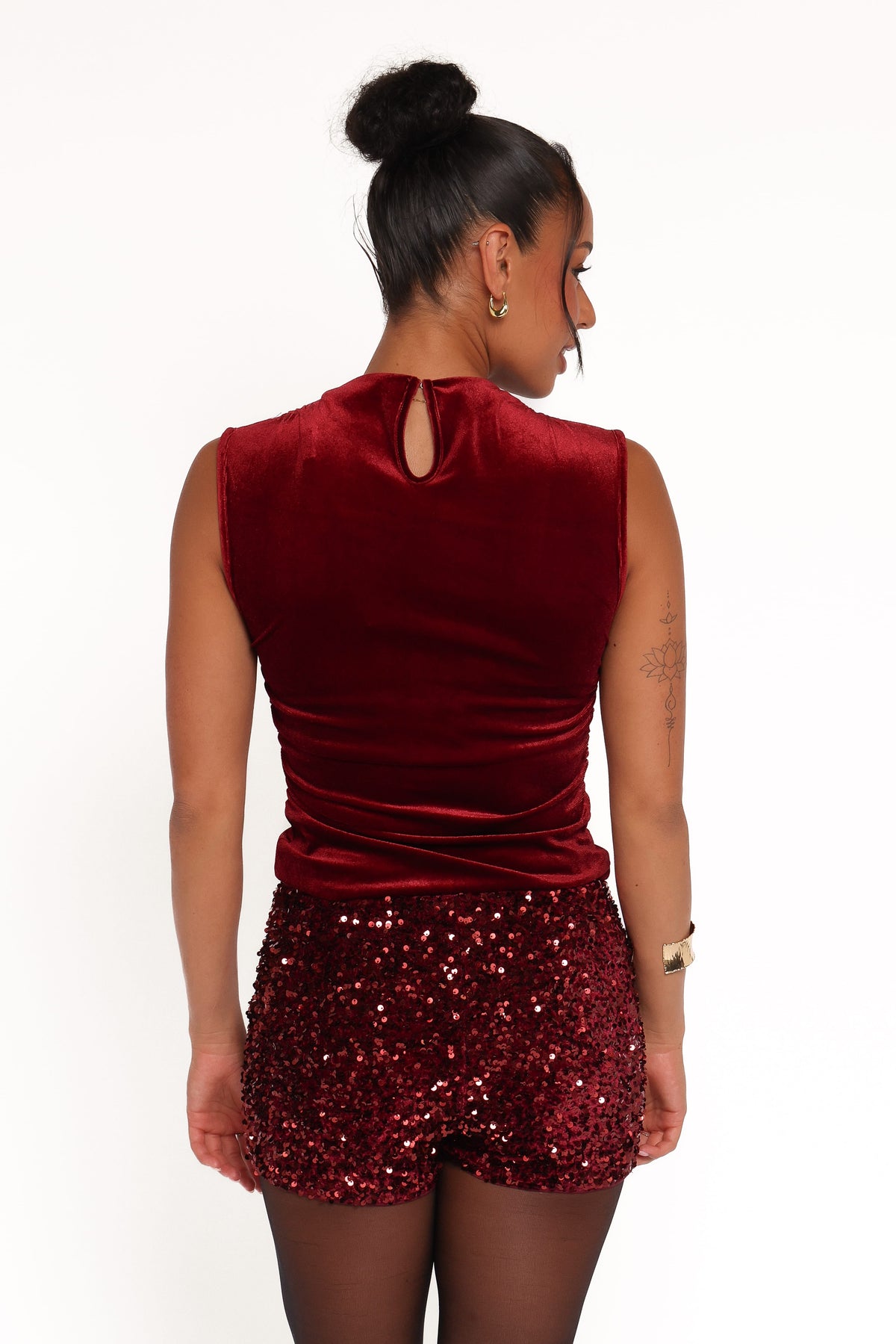 Nissa Velvet Top in Burgundy – view 4 of 8