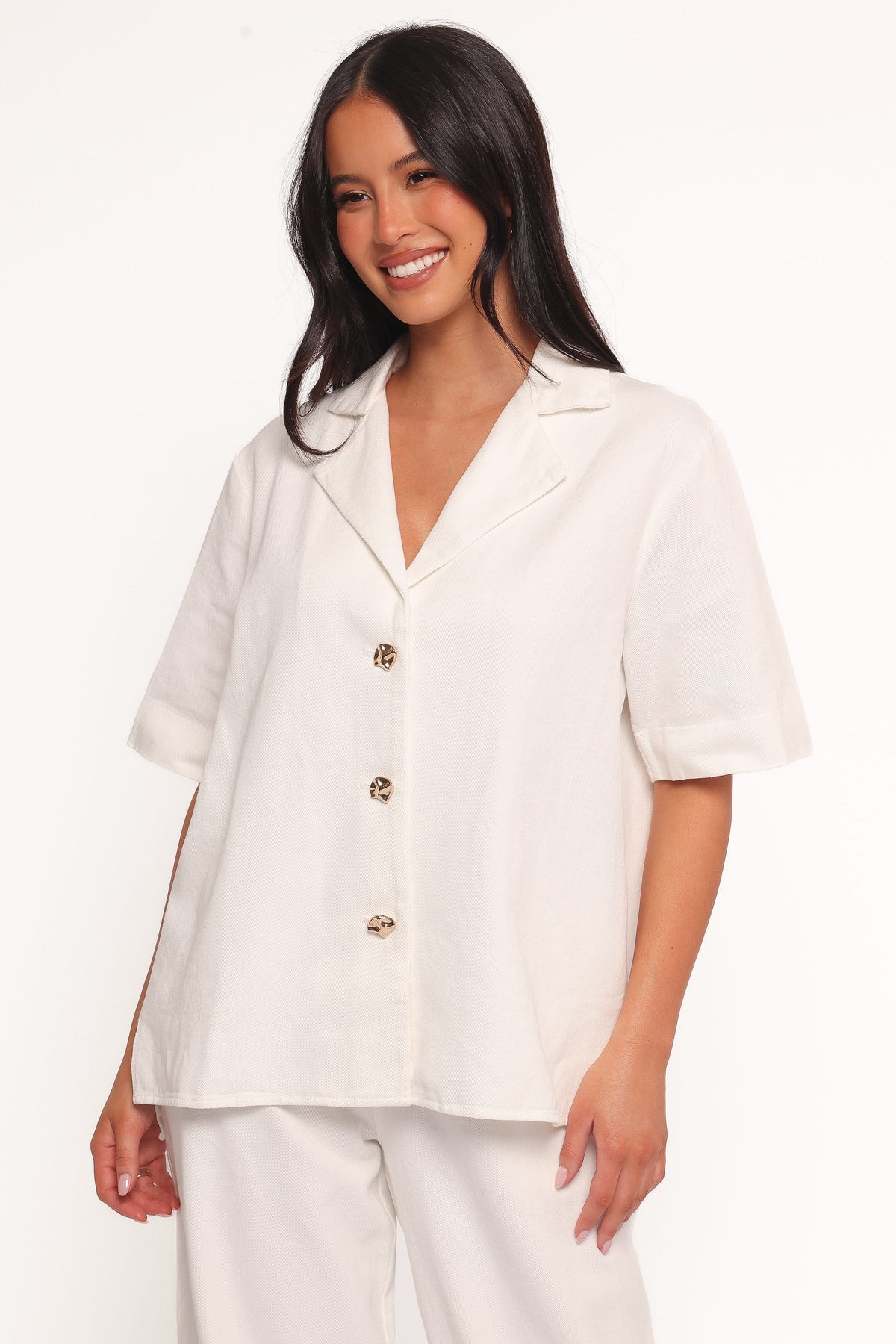 Odelia Denim Shirt in Off White – view 5 of 7