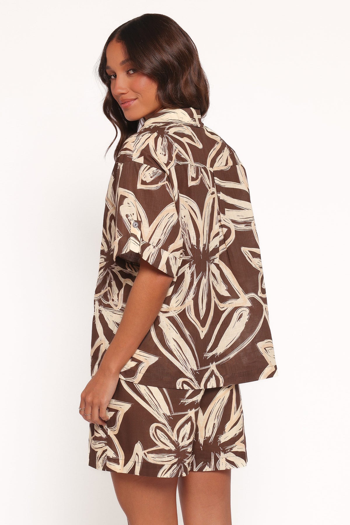 Pacifica Button Up Shirt in Chocolate Floral – view 4 of 6