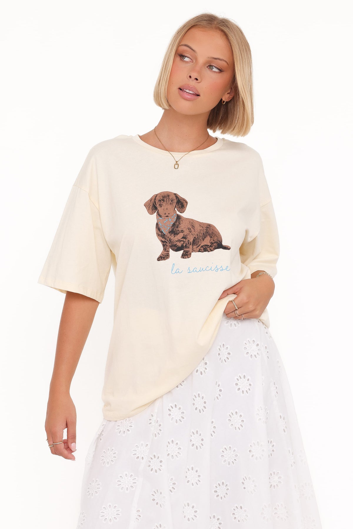 Petite Saucisse Tee in Cream – view 2 of 8