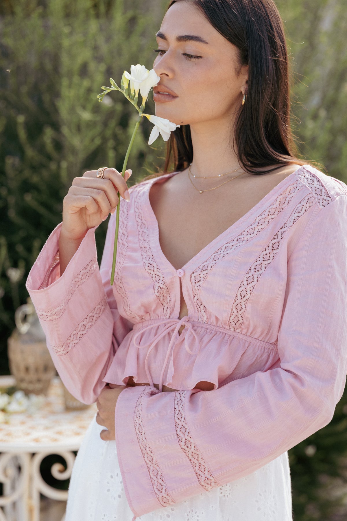 Reed Long Sleeve Top in Pink – view 1 of 7