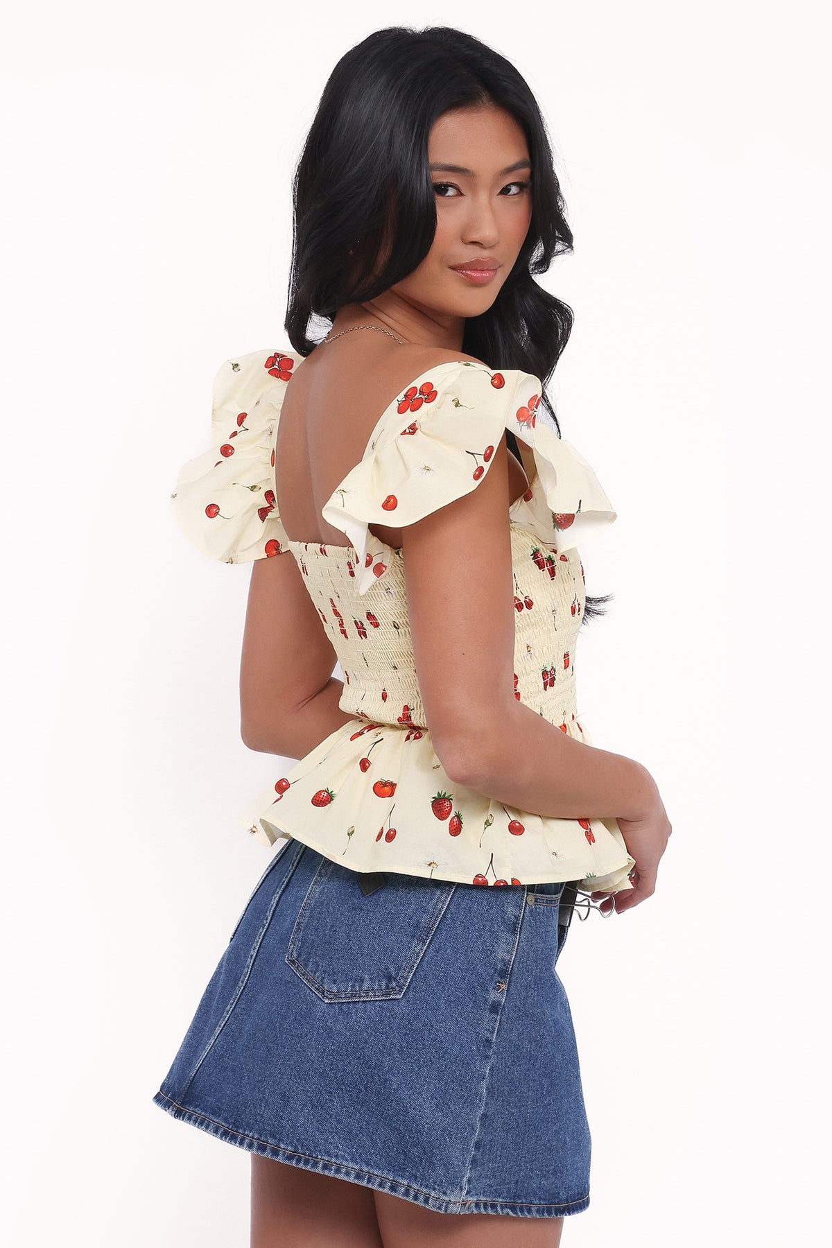 Remira Smocked Ruffle Top in Yellow Cherry – view 4 of 7