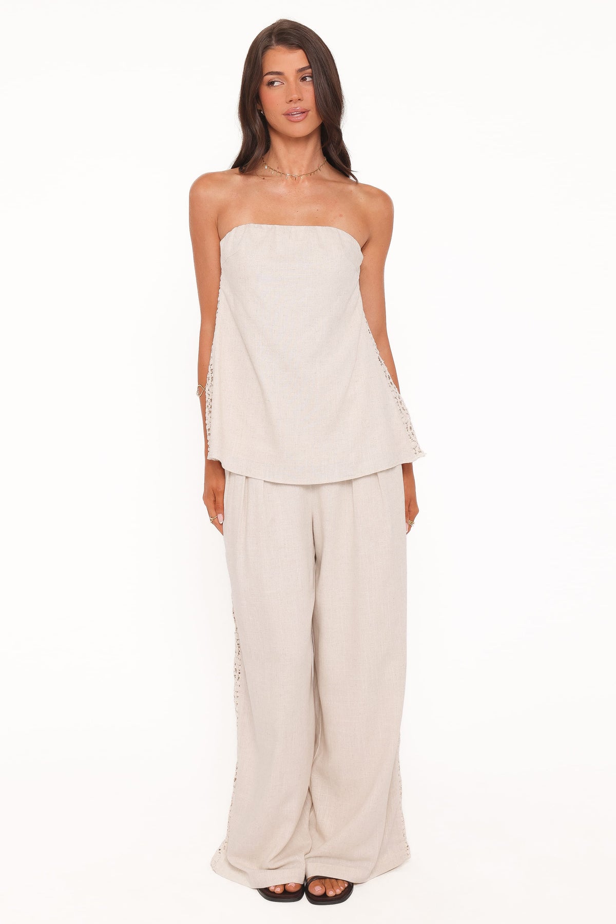 Rosemarie Strapless Top in Beige Lace – view 6 of 8