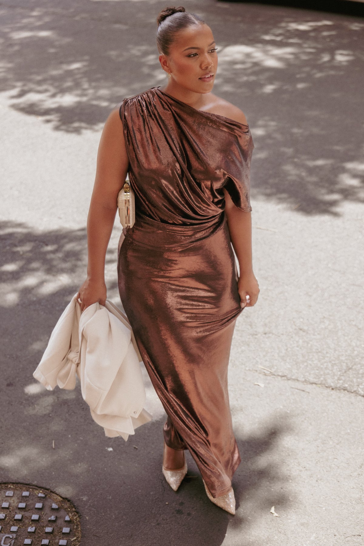 Rowyn Drapey Metallic Top in Bronze – view 9 of 9