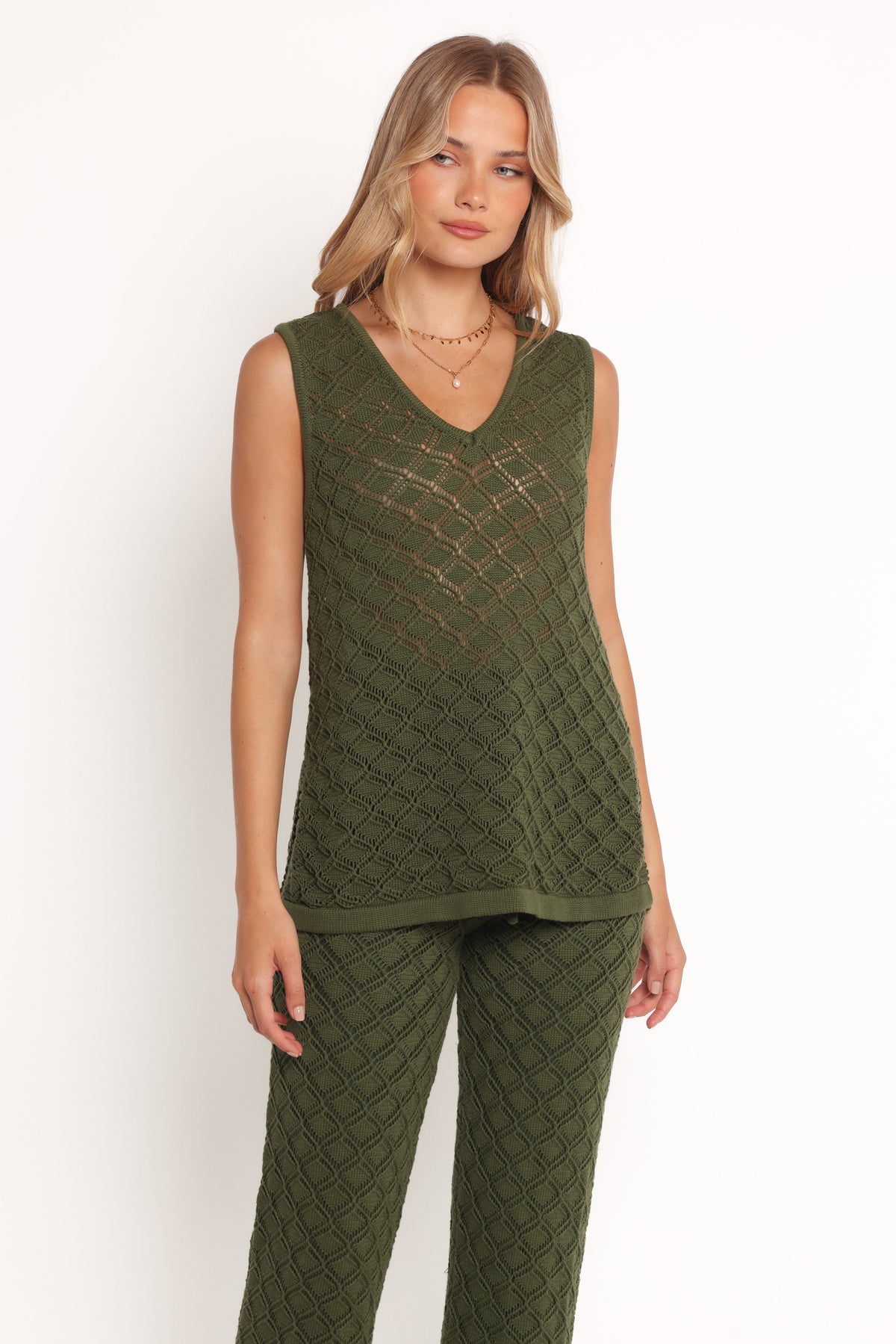 Sable Textured Knit Top in Olive – view 3 of 9