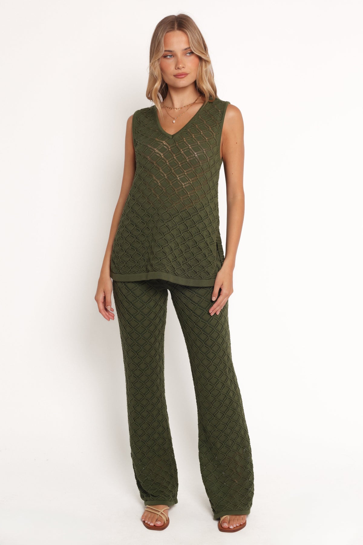 Sable Textured Knit Top in Olive – view 8 of 9