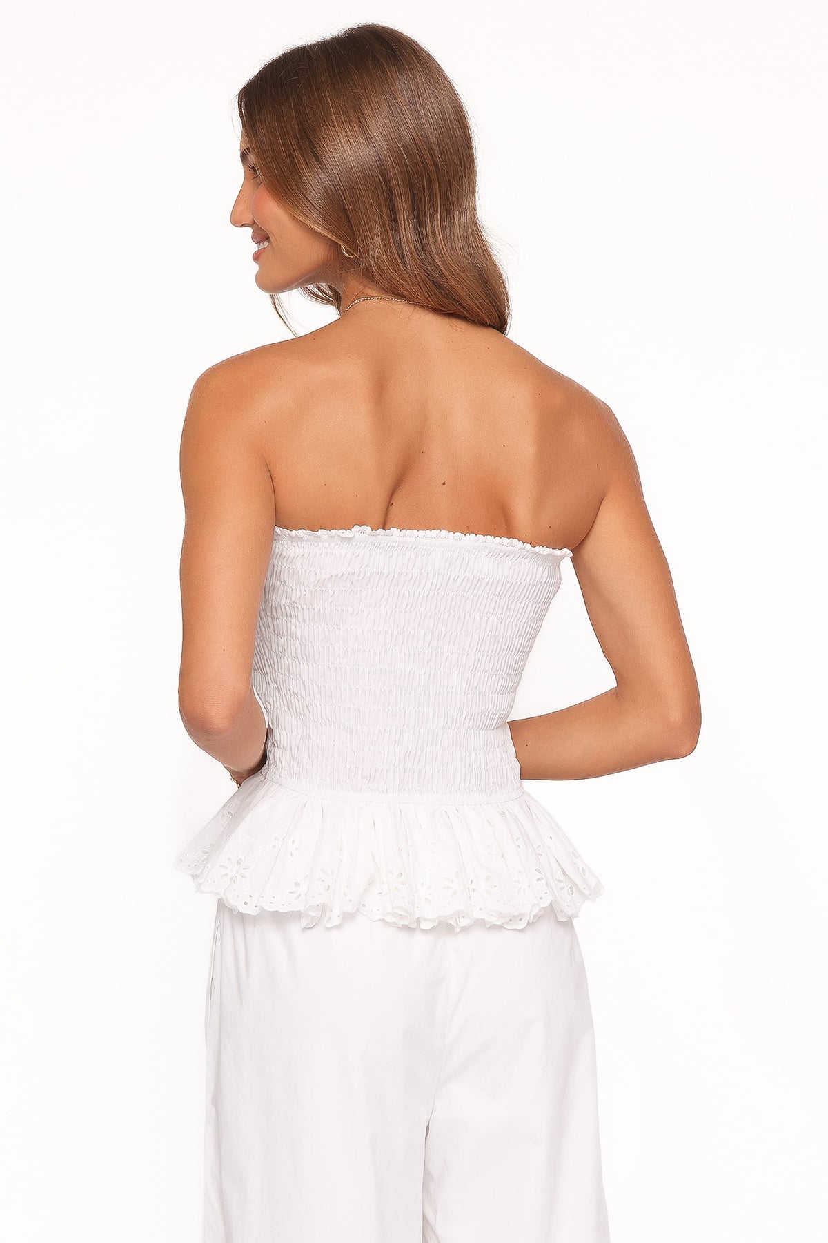 Stori Shirred Top in White Broderie – view 5 of 7