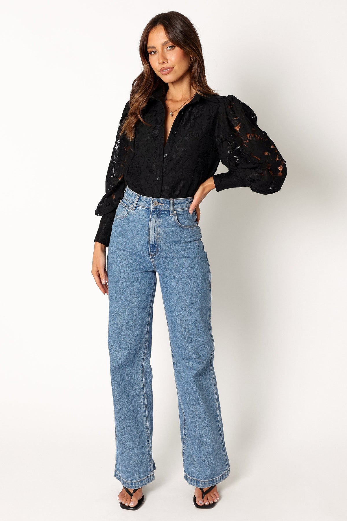 Tadeo Lace Shirt in Black – view 3 of 10